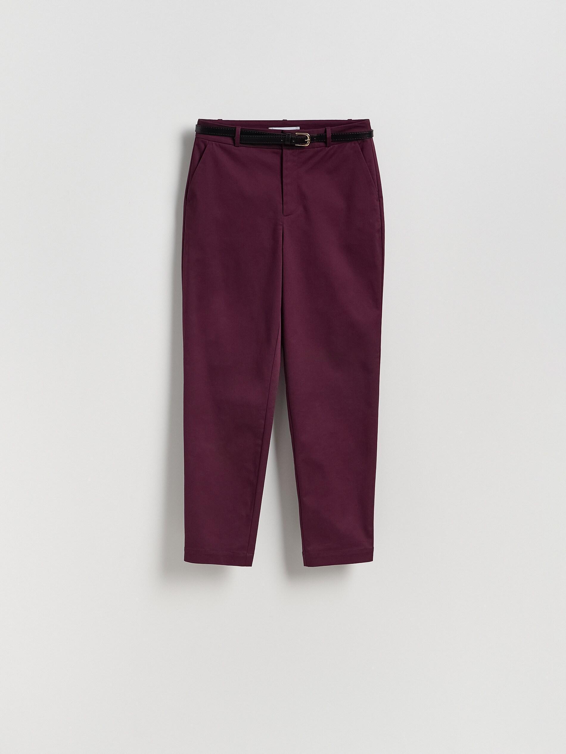 Burgundy Cigarette Trousers With Belt, Purple, large image number 4