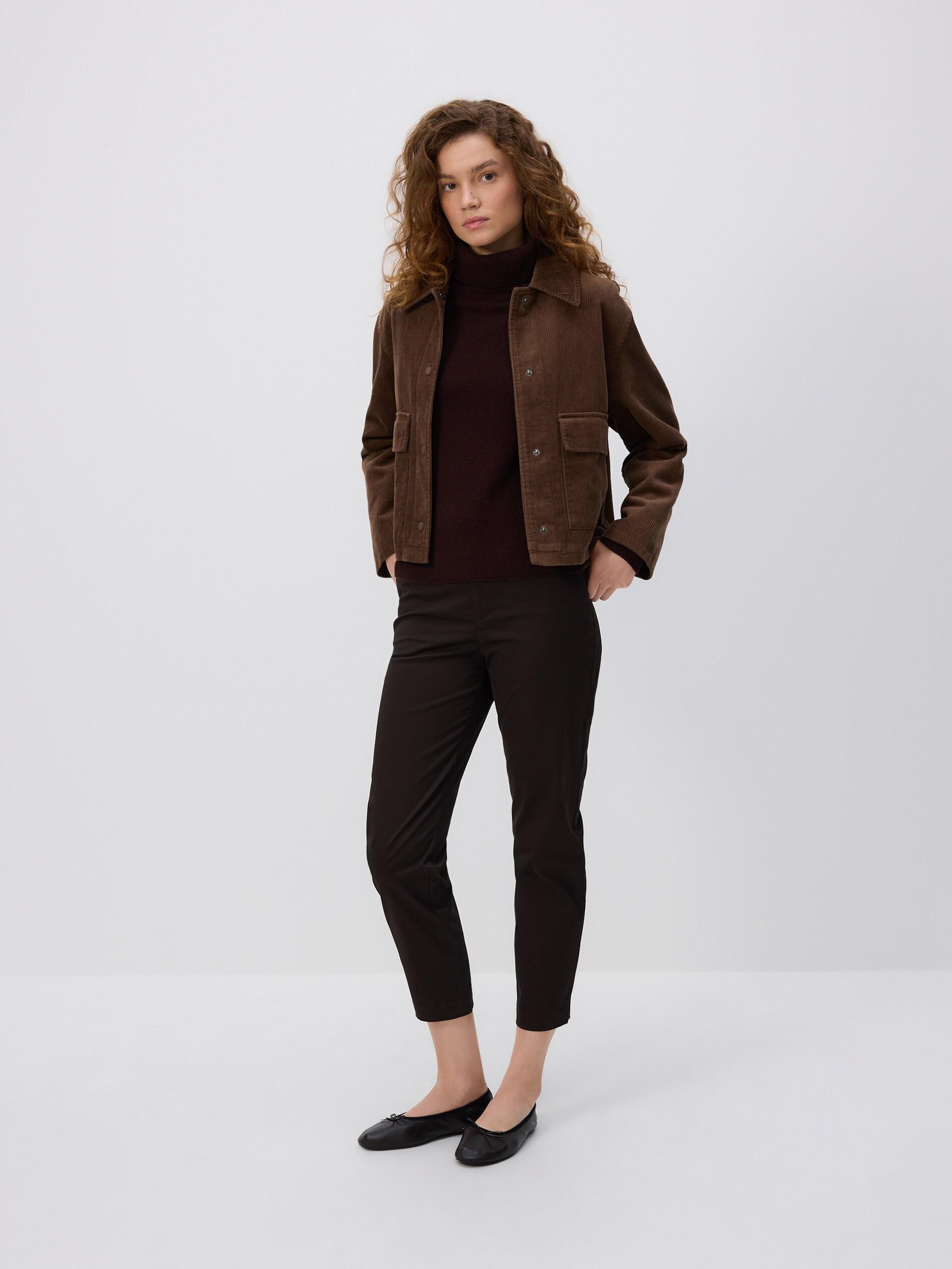 DARK BROWN Cigarette trousers with belt, Brown, large image number 0