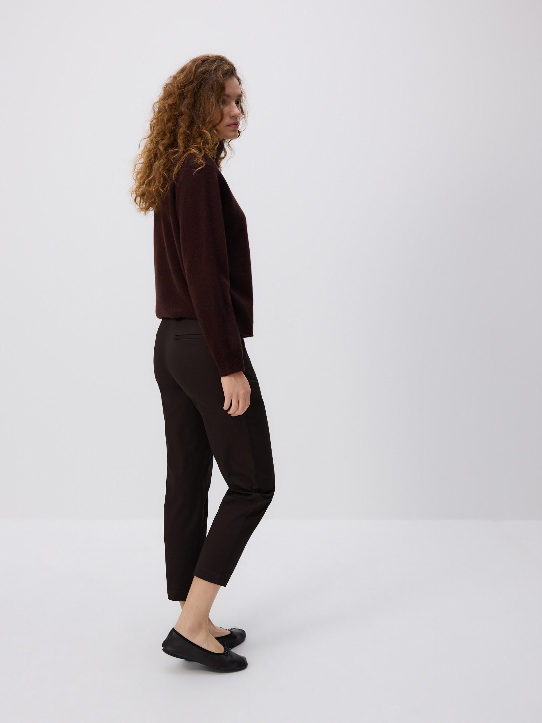 DARK BROWN Cigarette trousers with belt, Brown, large image number 2