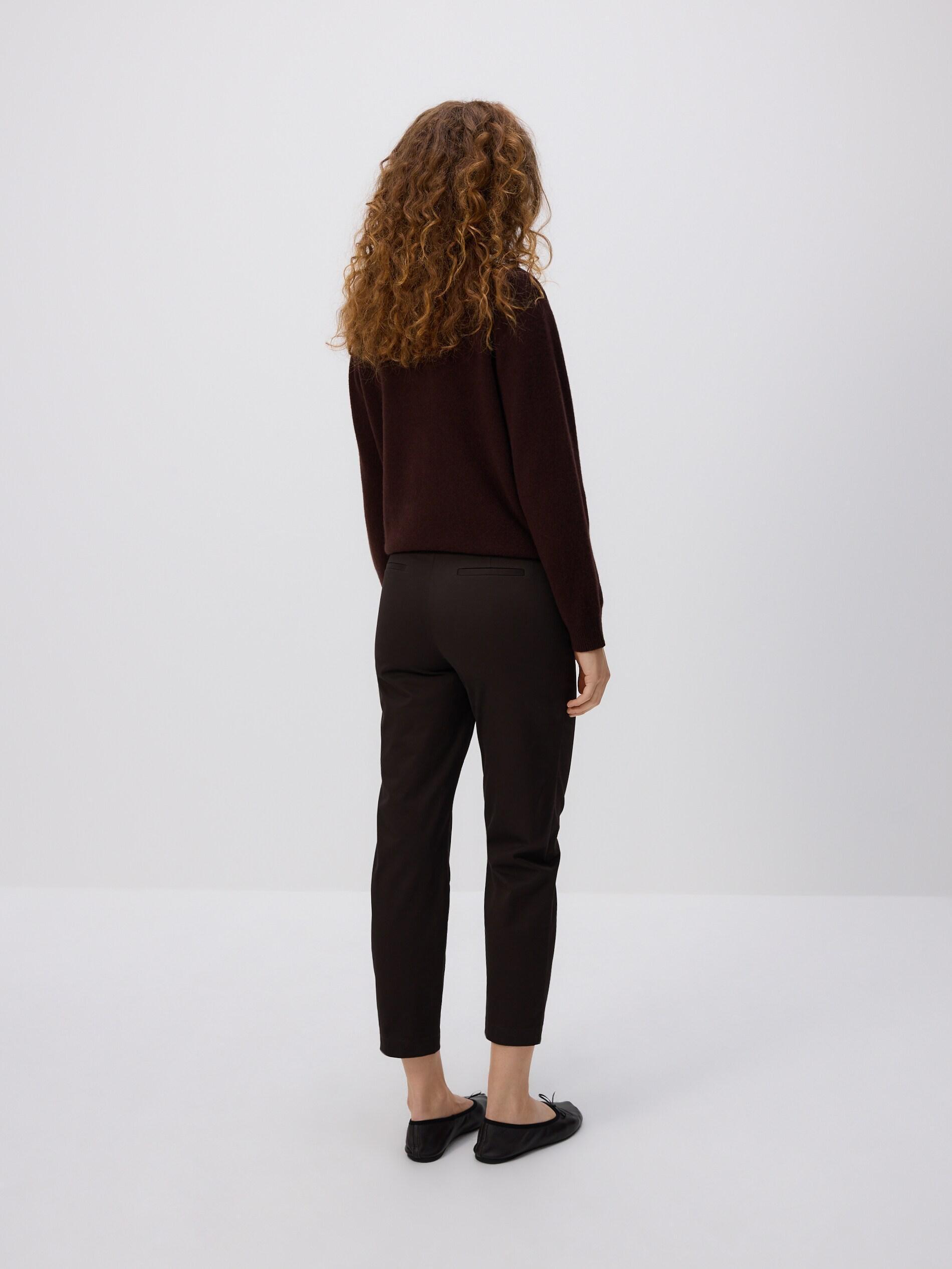 DARK BROWN Cigarette trousers with belt, Brown, large image number 3