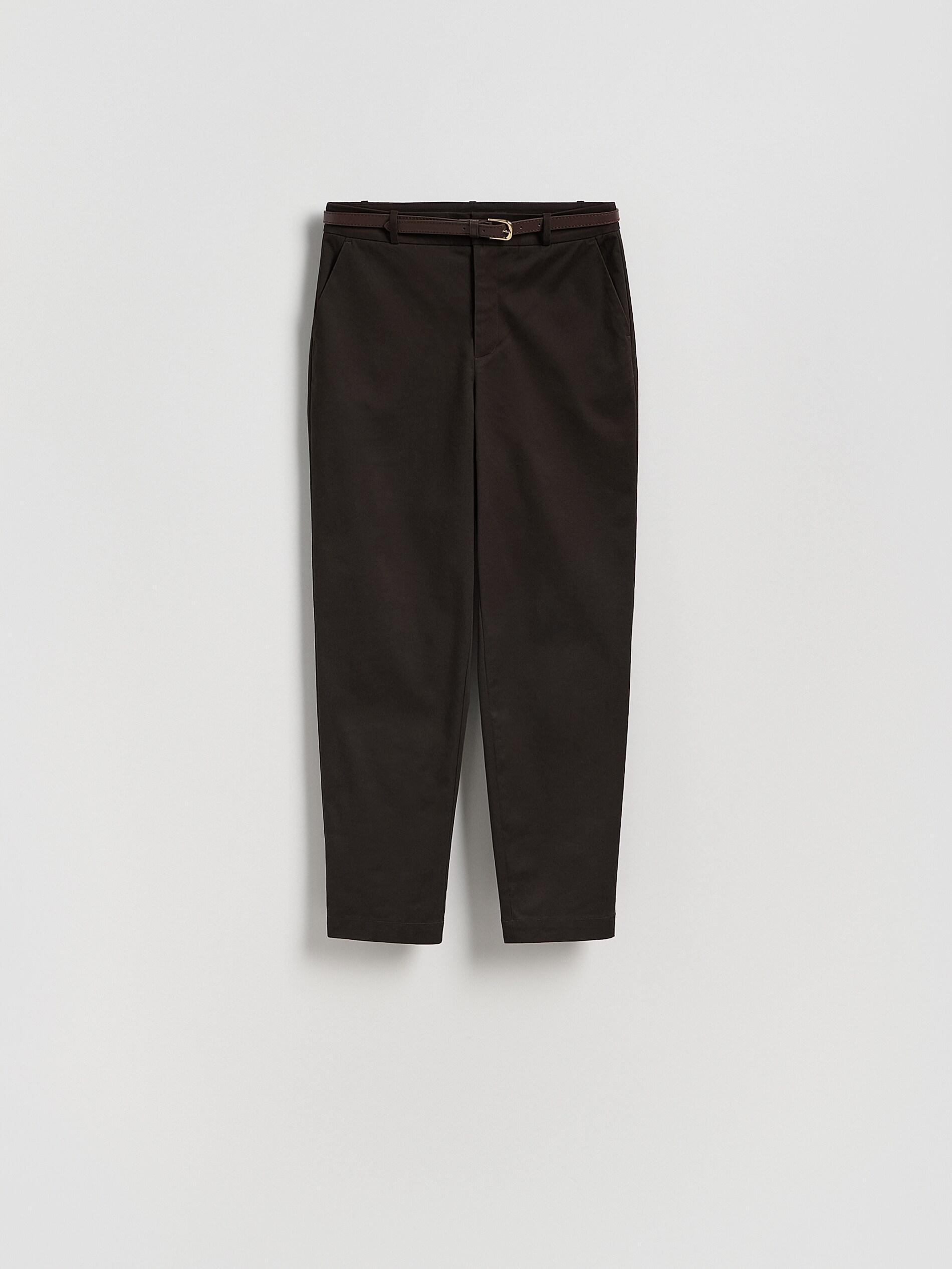 DARK BROWN Cigarette trousers with belt, Brown, large image number 4