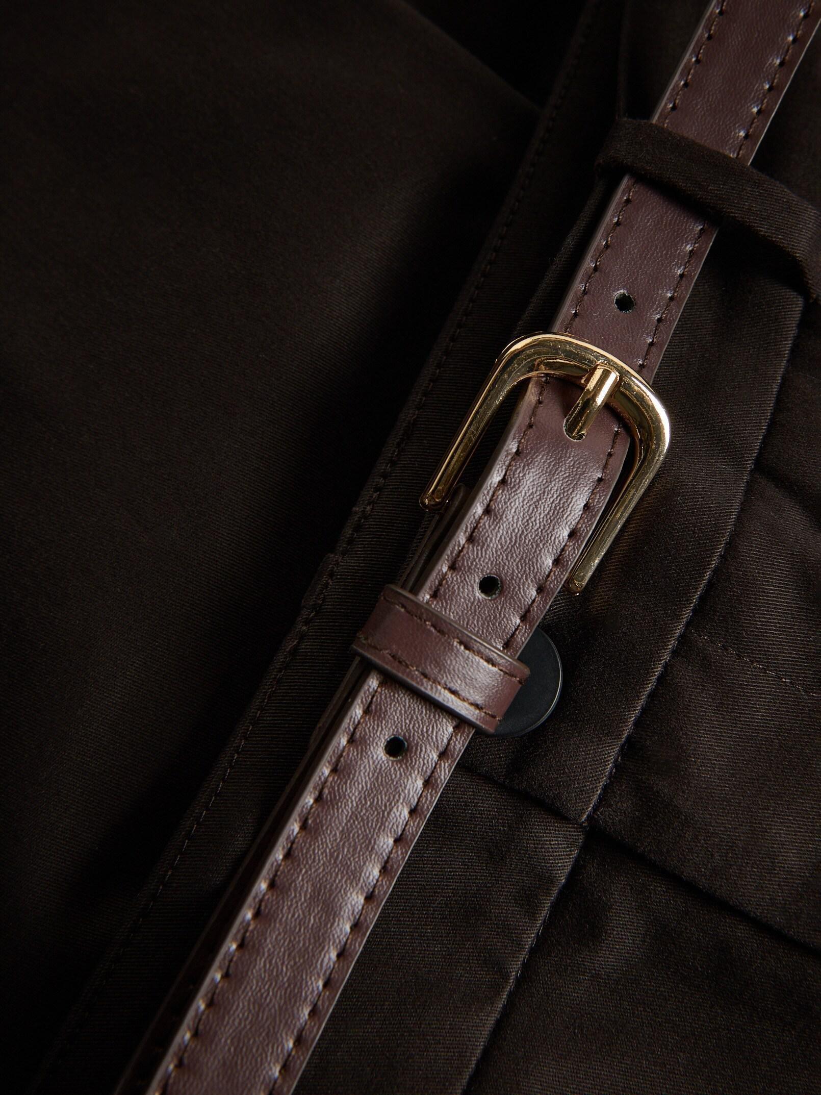 DARK BROWN Cigarette trousers with belt, Brown, large image number 5