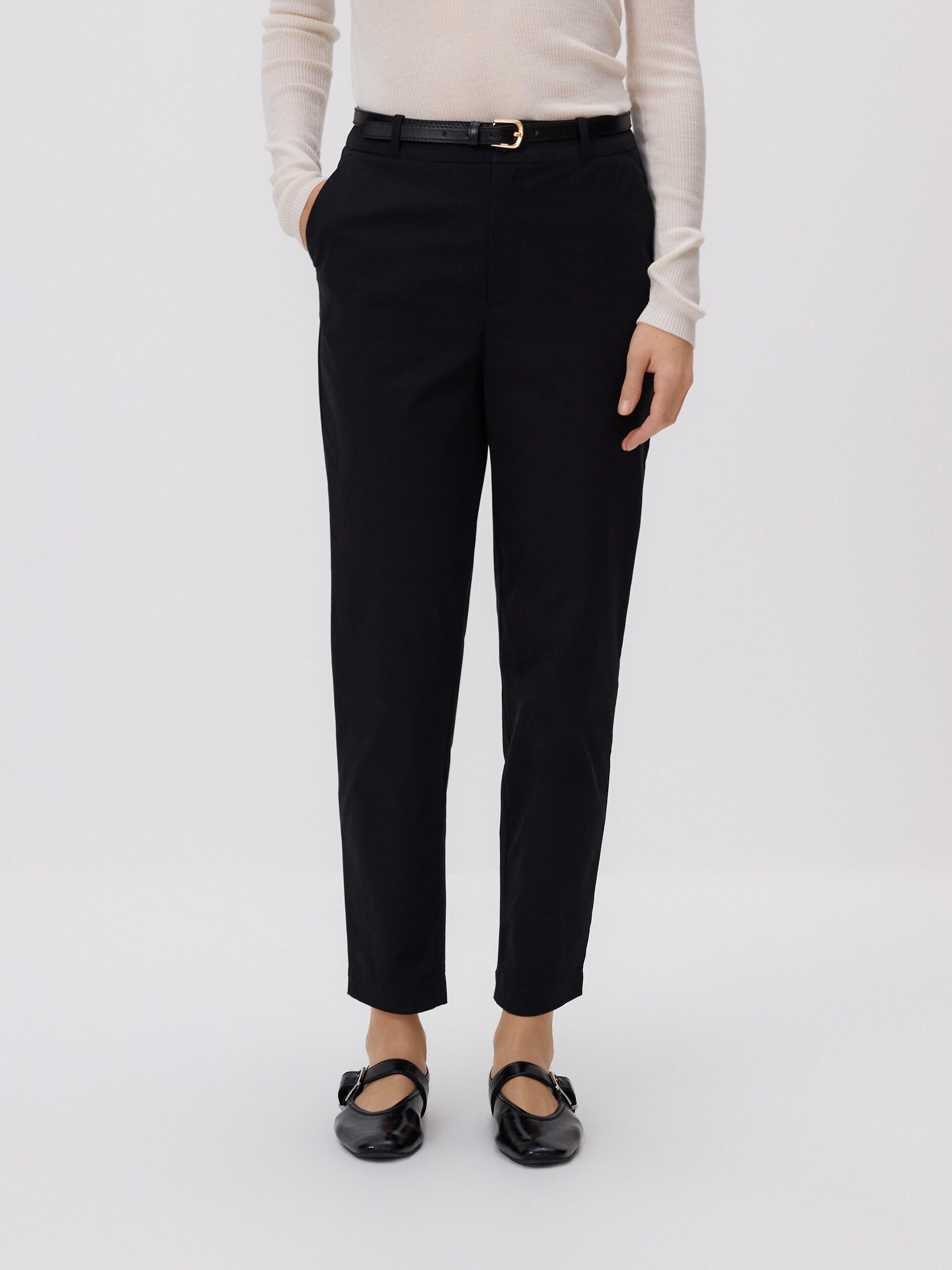Black Cigarette Trousers With Belt, Black, large image number 1
