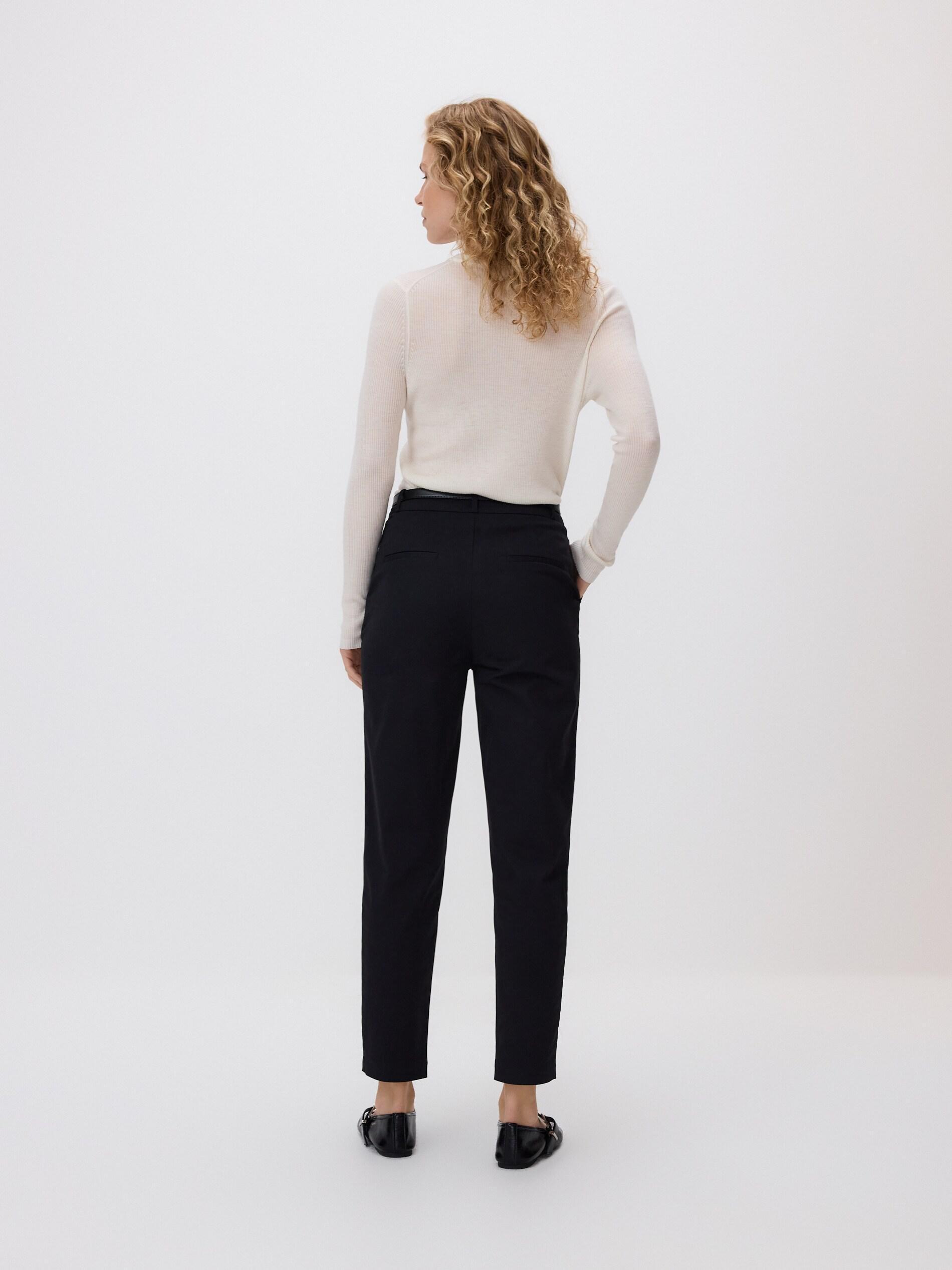 Black Cigarette Trousers With Belt, Black, large image number 2