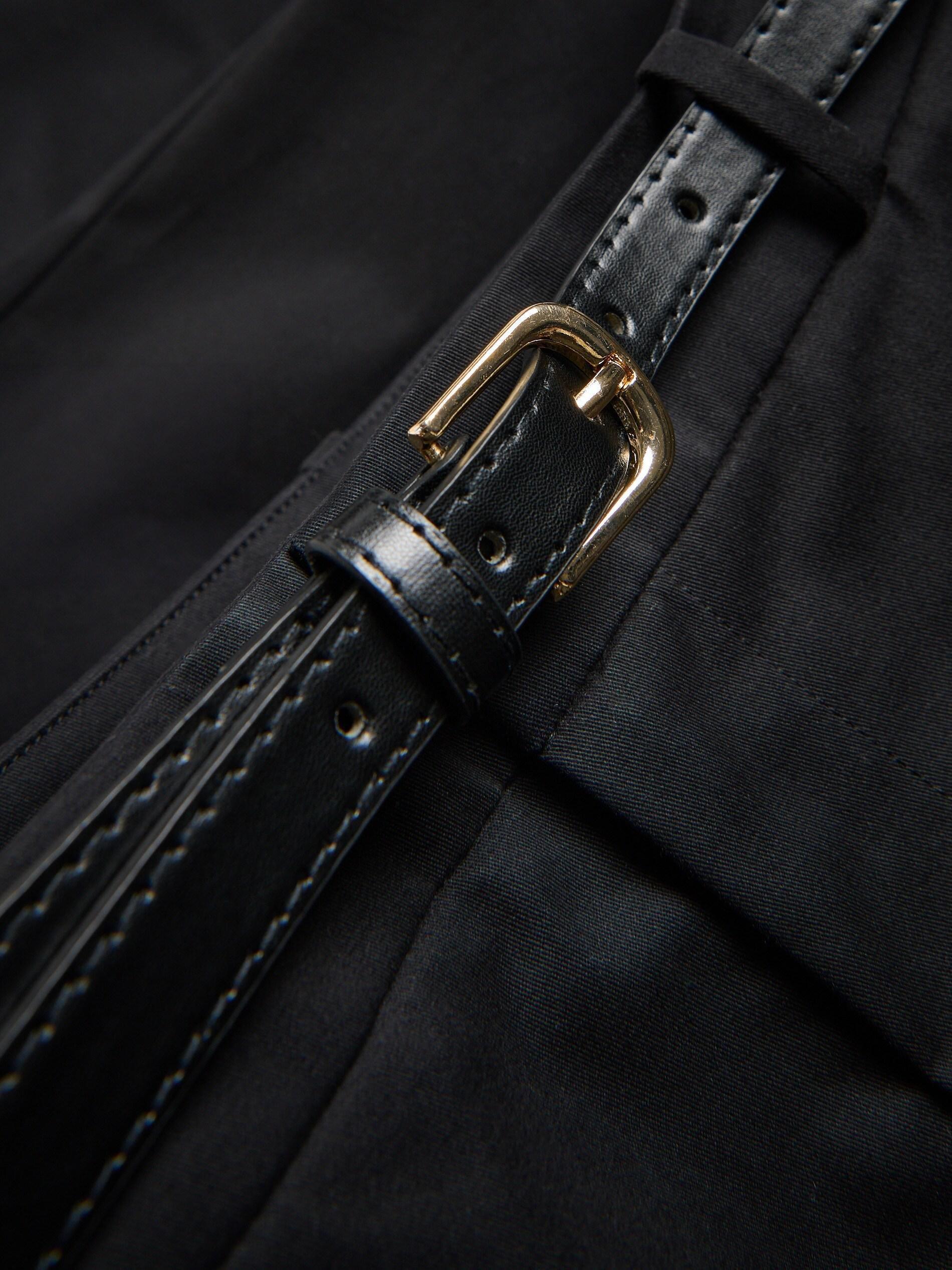 Black Cigarette Trousers With Belt, Black, large image number 4
