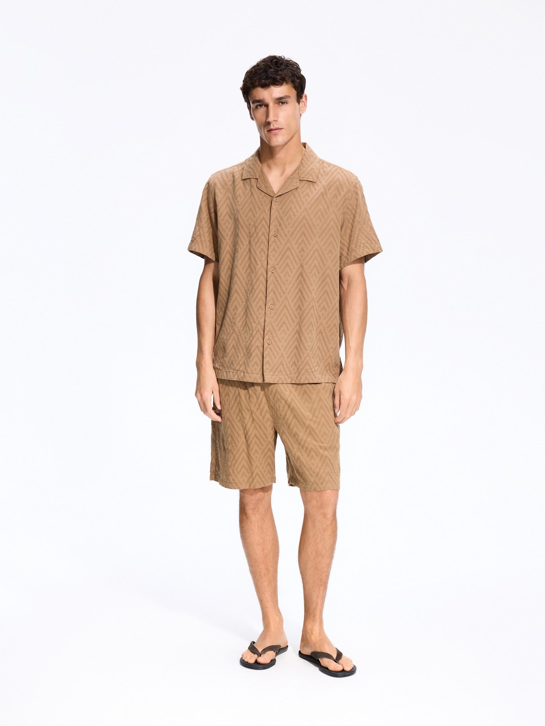 Brown Regular Fit Patterned Shirt, Brown, large image number 0