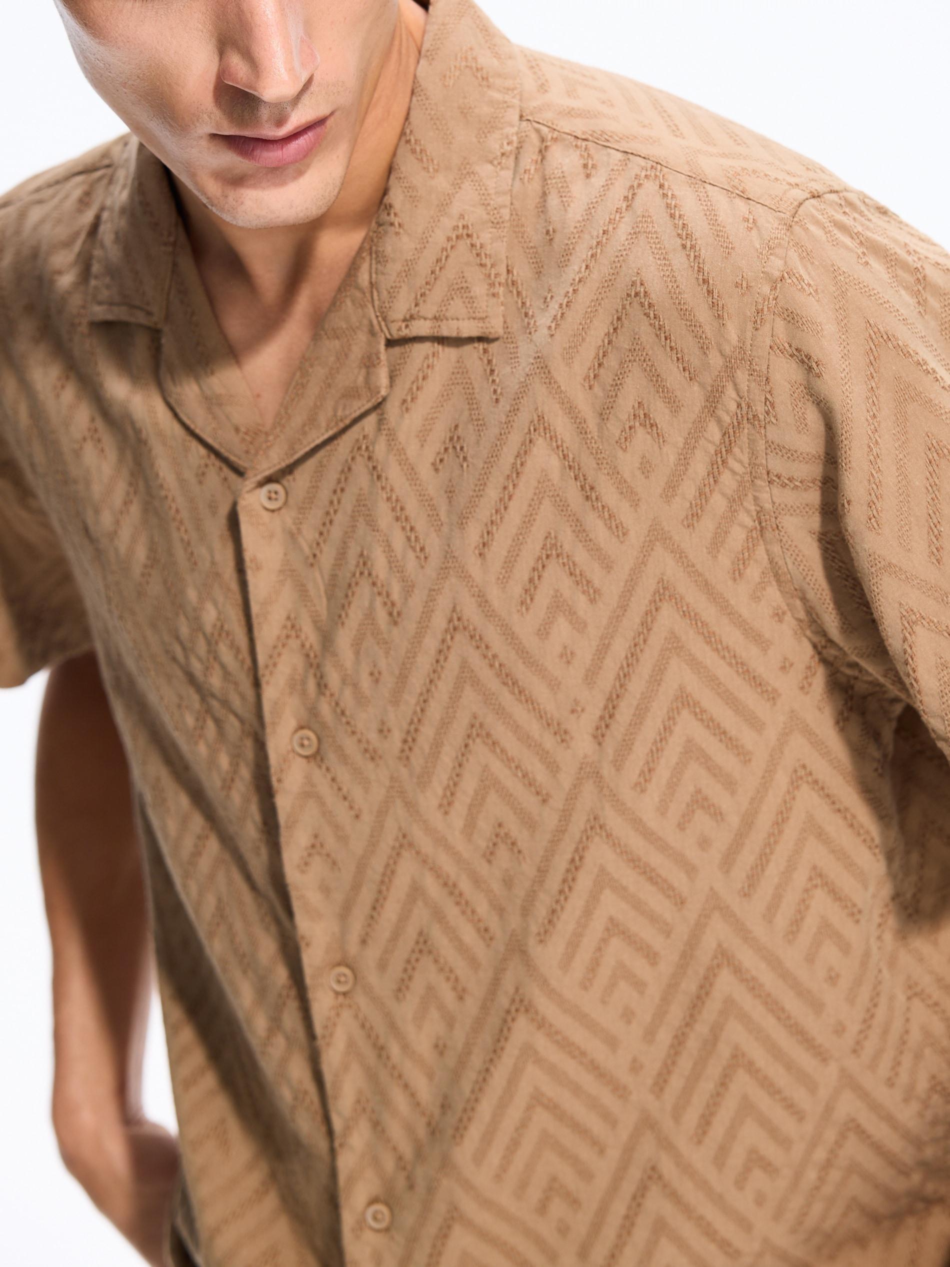 Brown Regular Fit Patterned Shirt, Brown, large image number 1