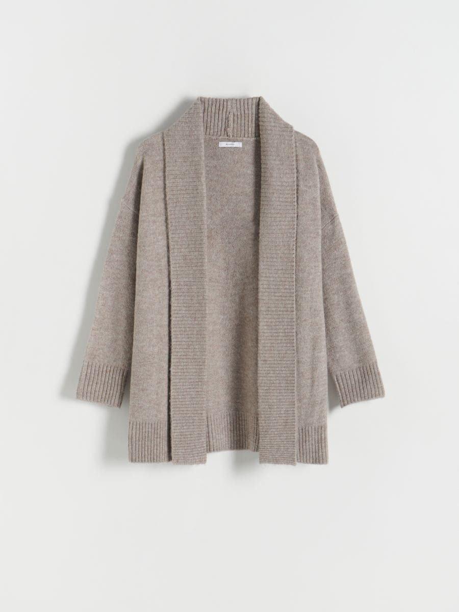 Brown Plain Cardigan, , large image number 2