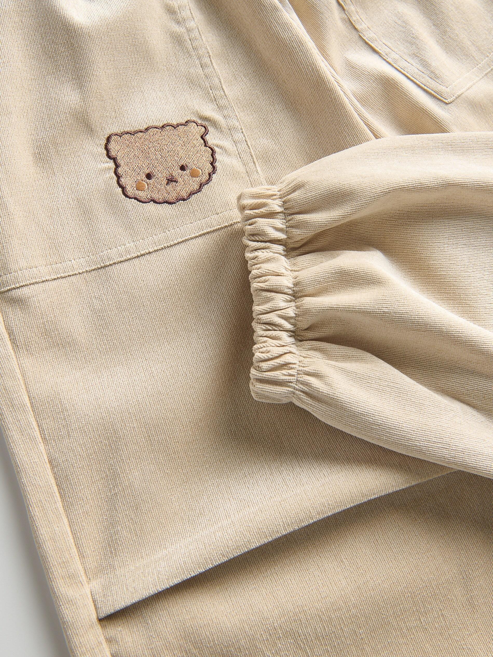 Cream Parachute Pants With Embroidery Detail, Ivory, large image number 3