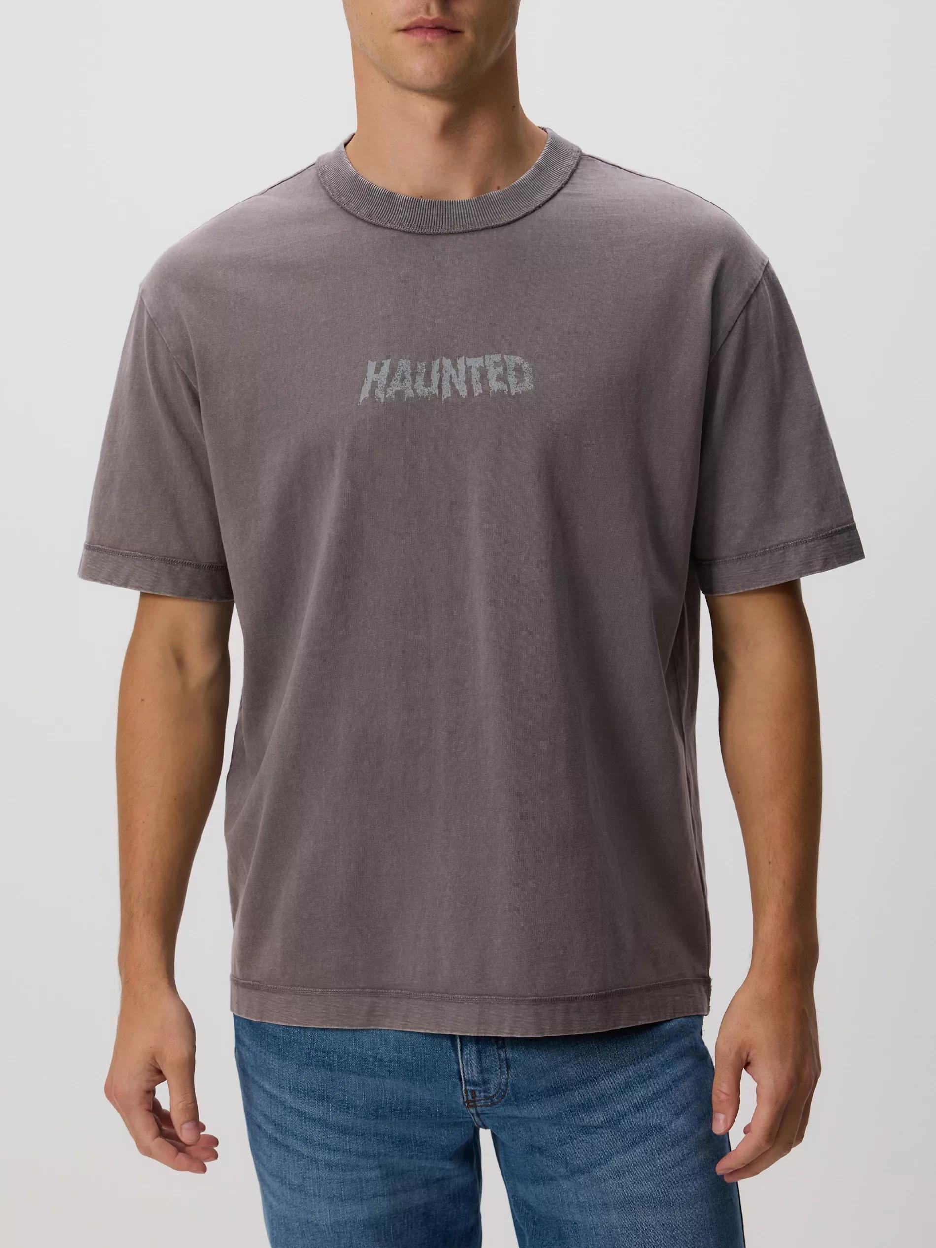 Grey Boxy T-Shirt With Print, Grey, large image number 1