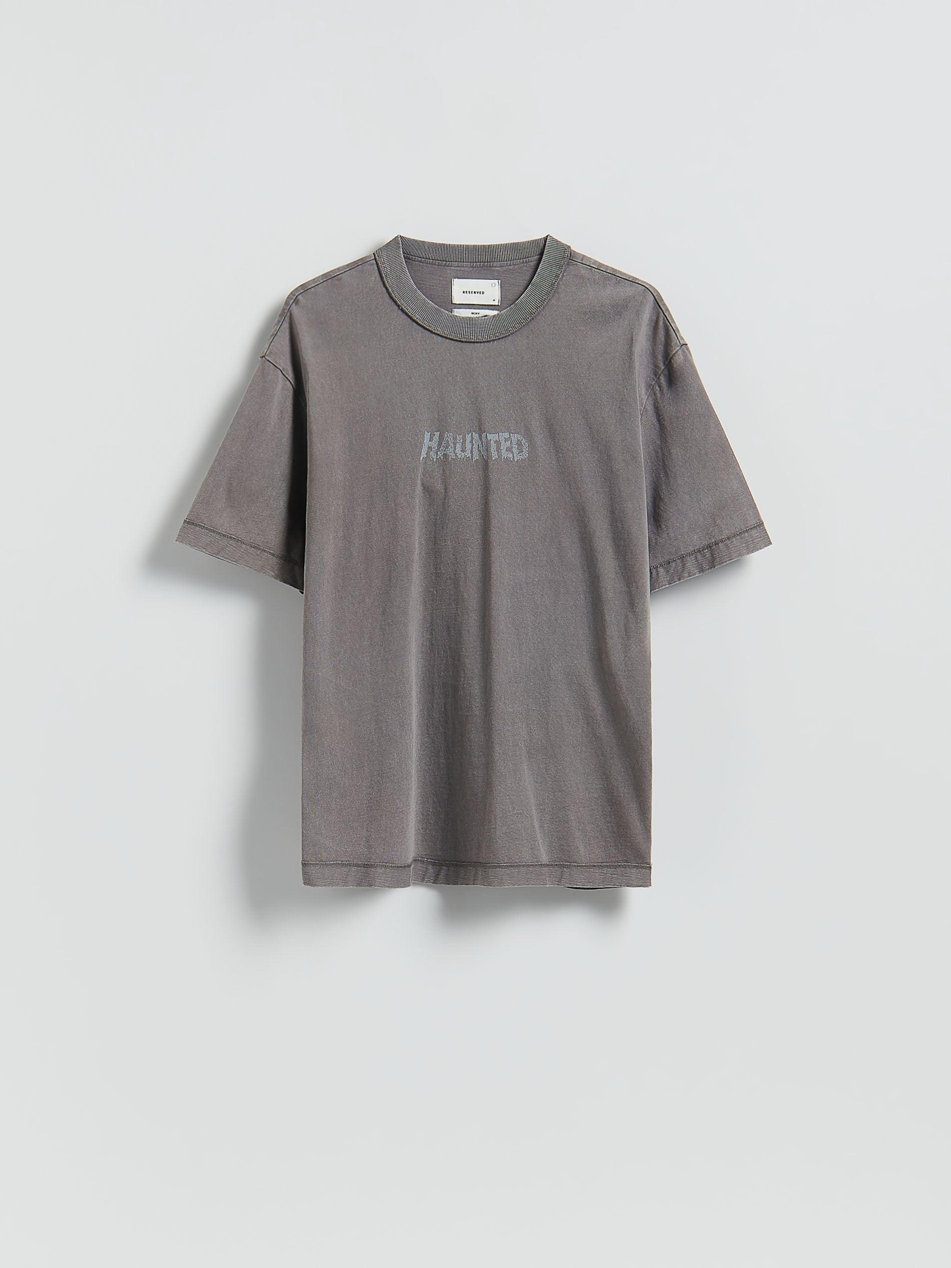 Grey Boxy T-Shirt With Print, Grey, large image number 4