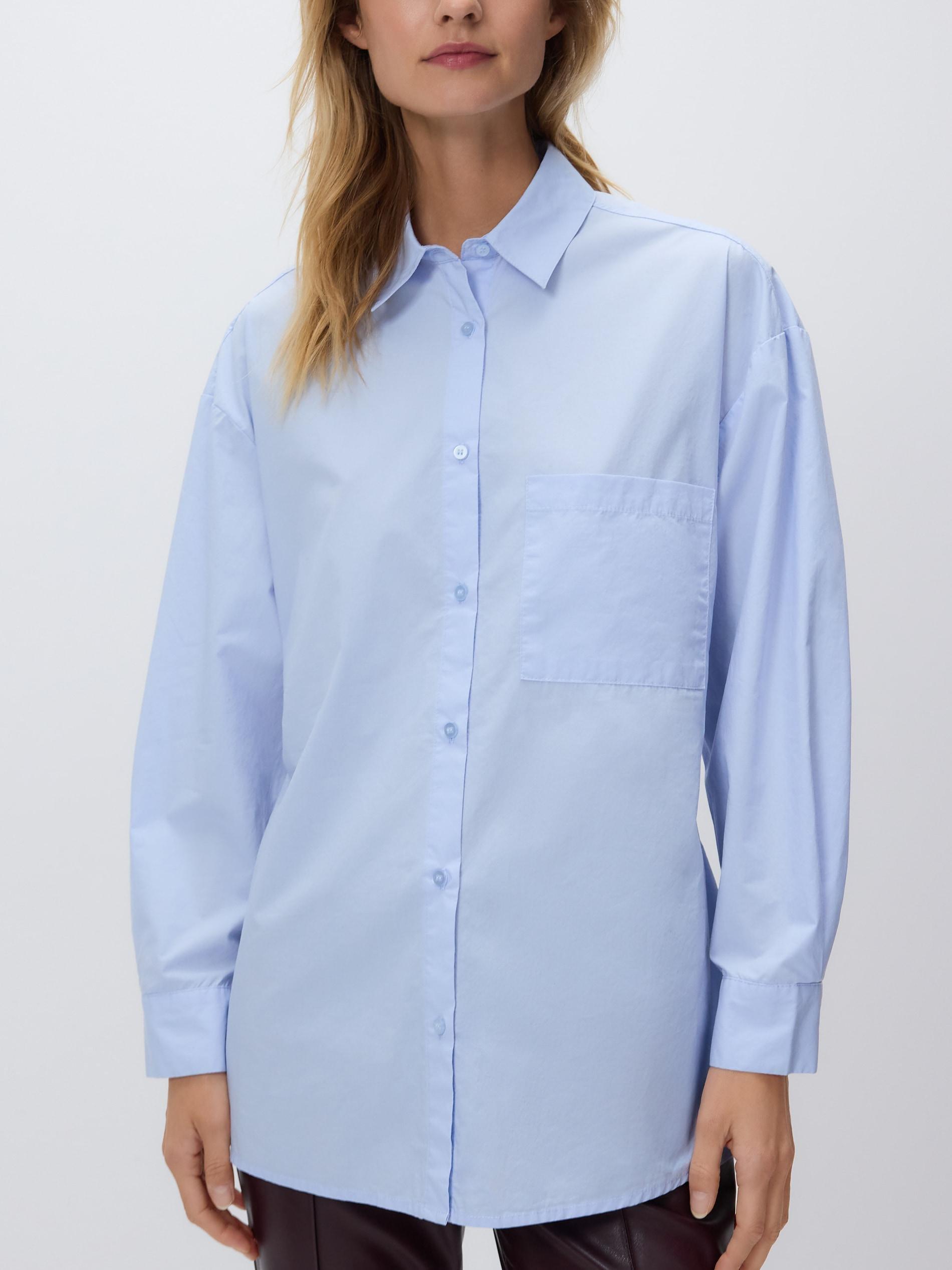 Blue Cotton Shirt With Pocket, Blue, medium