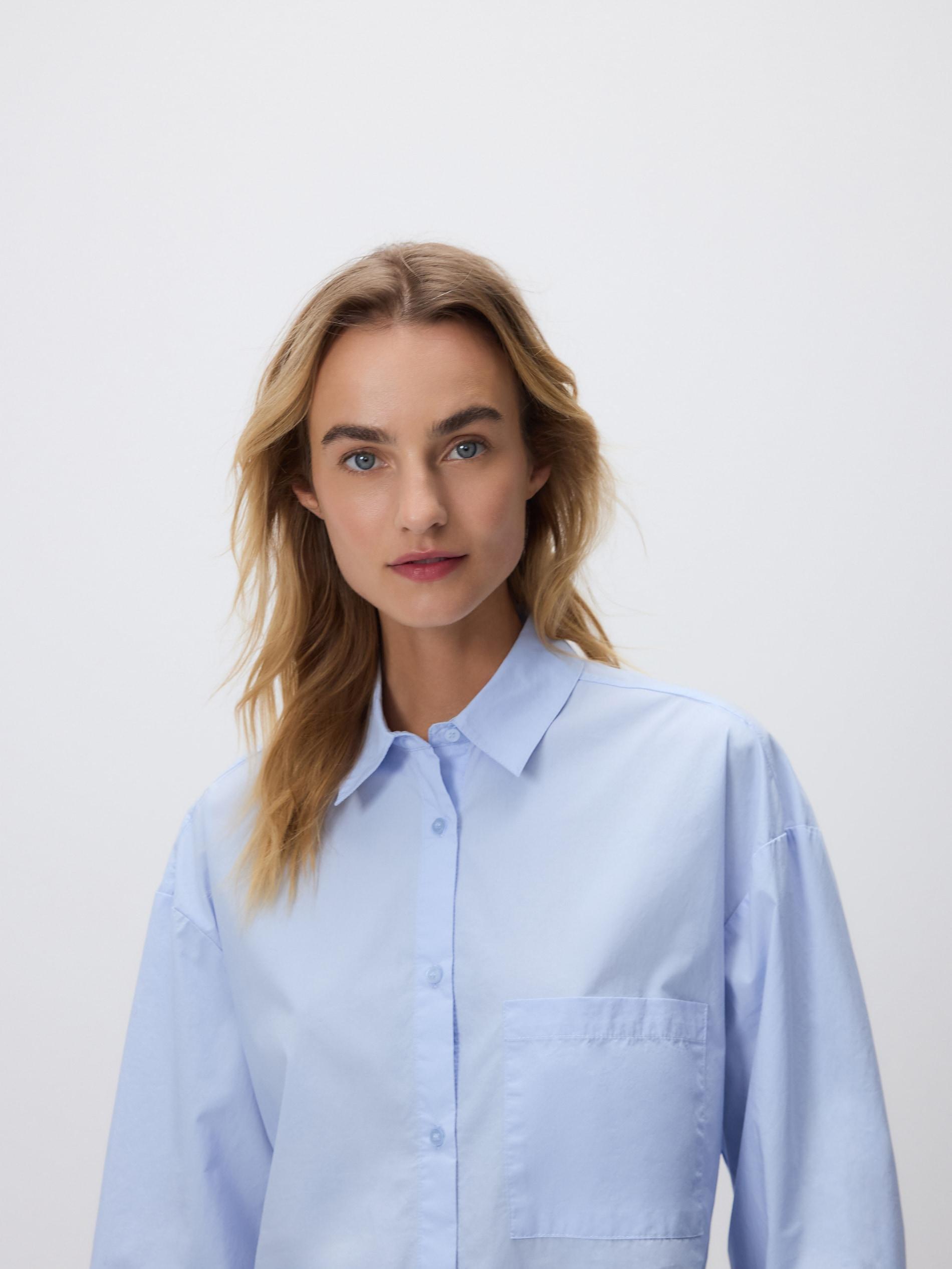 قميص قطن مع الجيب أزرق, Blue, medium