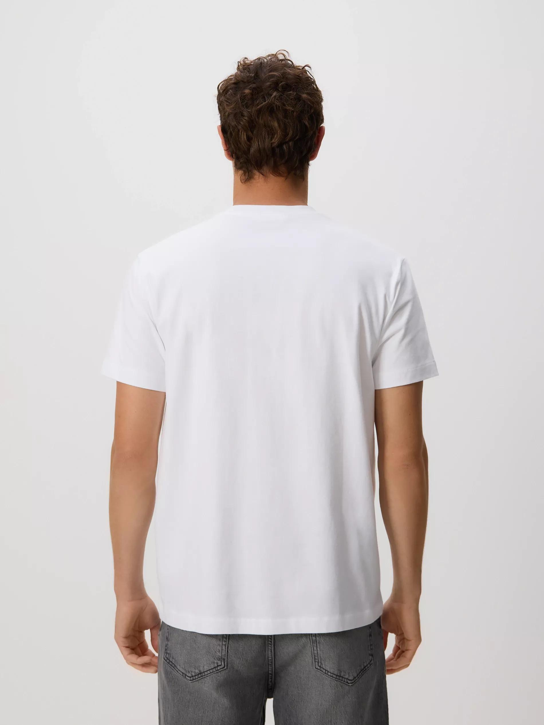 White Comfort Fit T-Shirt With Print, White, medium
