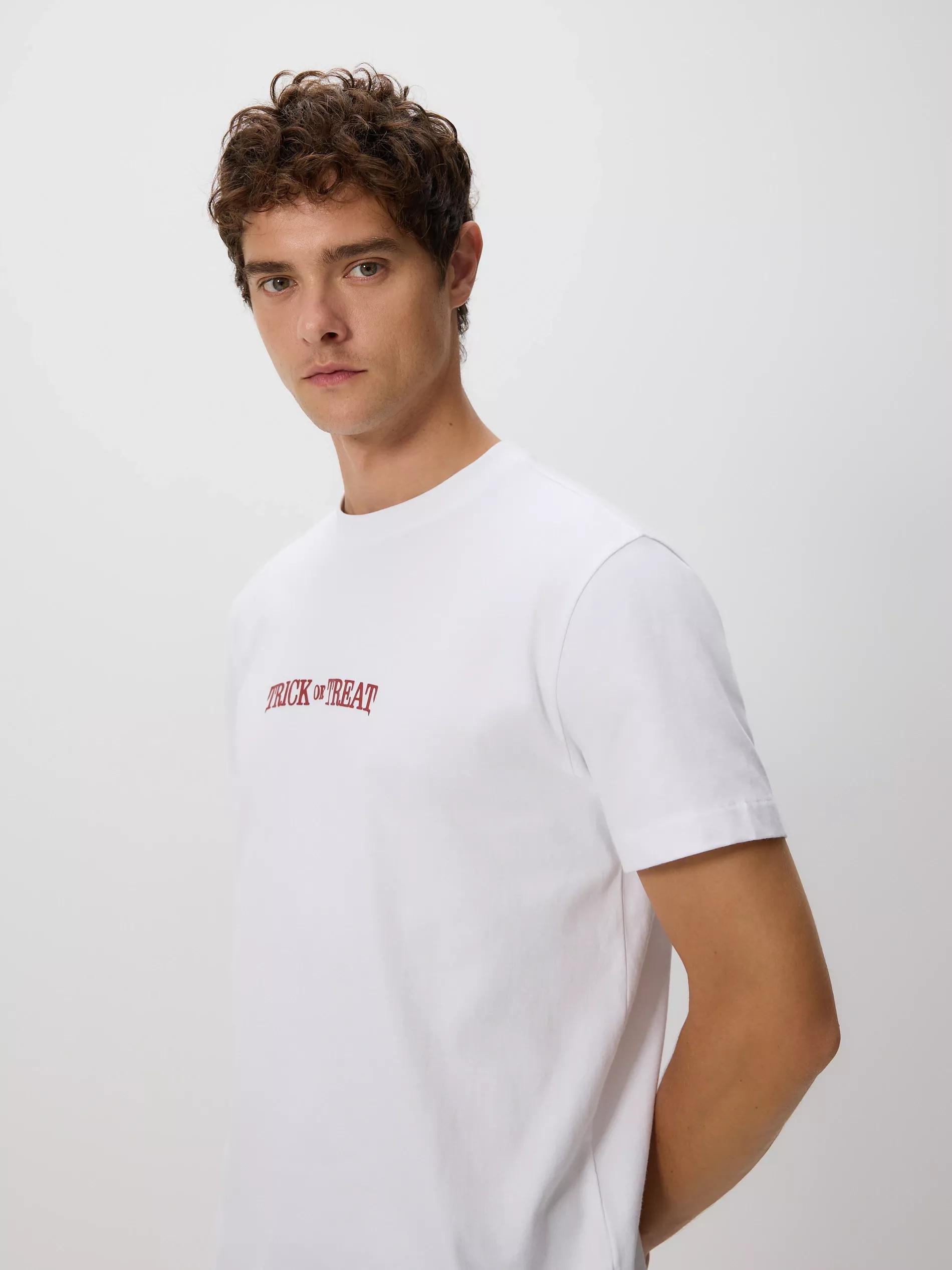 White Comfort Fit T-Shirt With Print, White, large image number 3