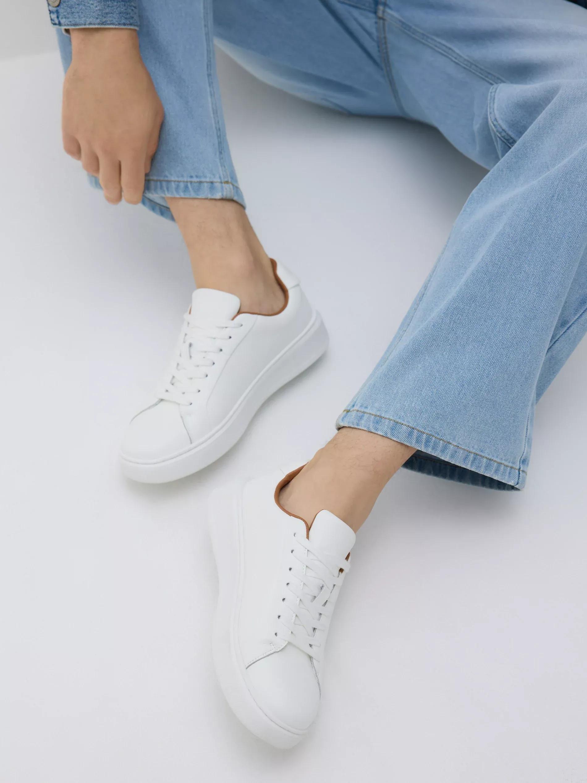 Leather rich sneakers, White, large image number 0