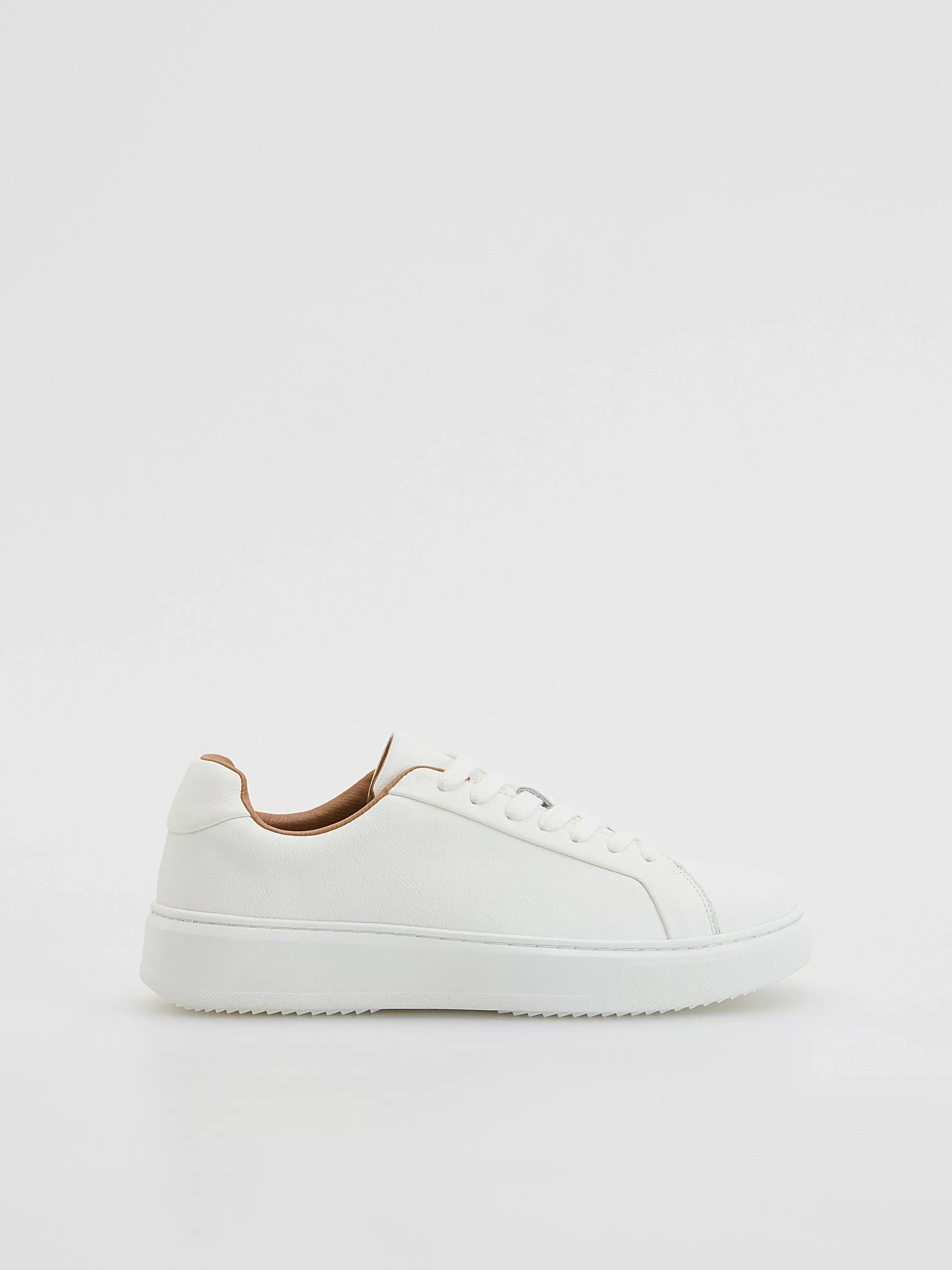 Leather rich sneakers, White, large image number 1