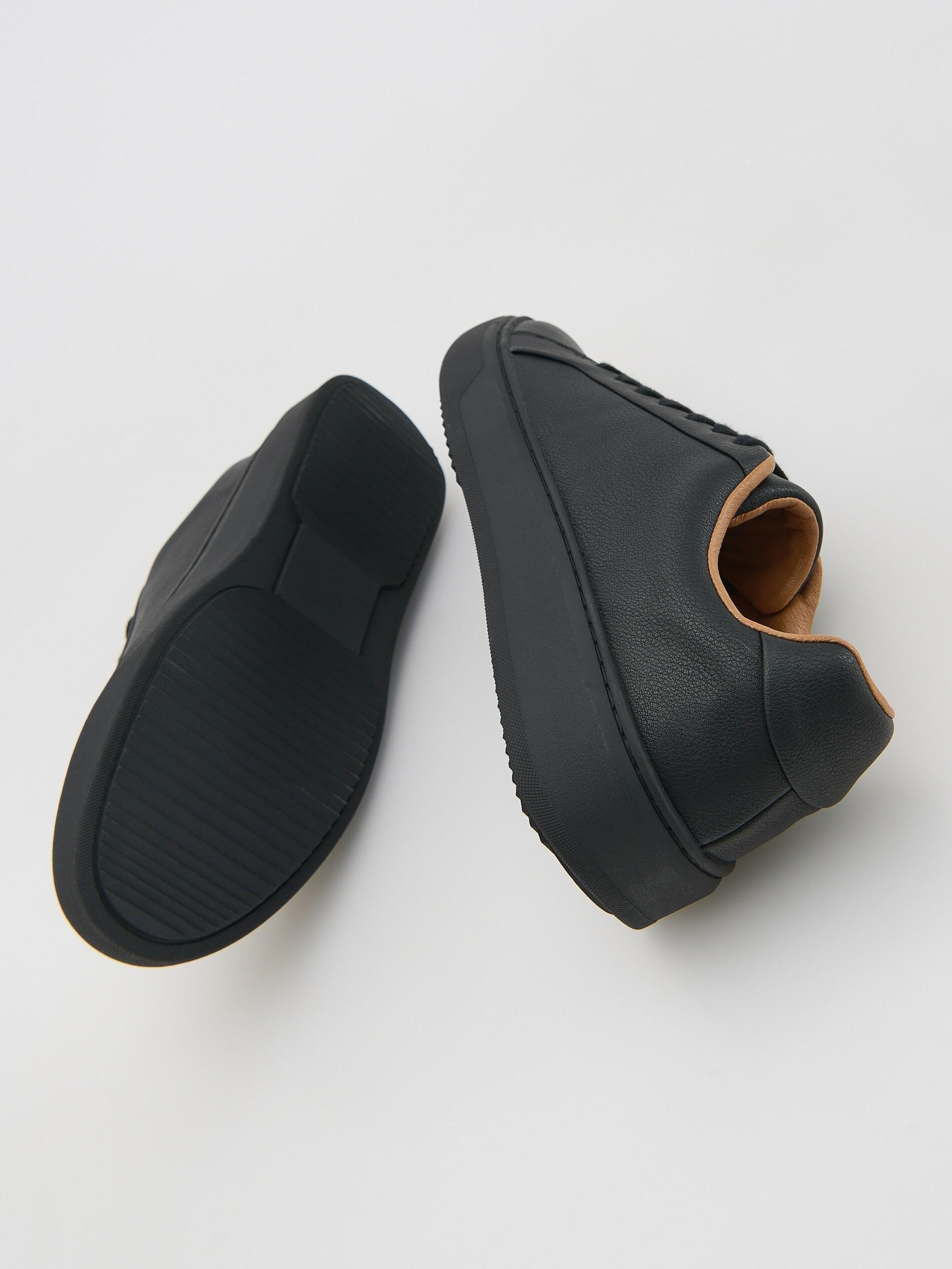 BLACK Leather rich sneakers, Black, medium