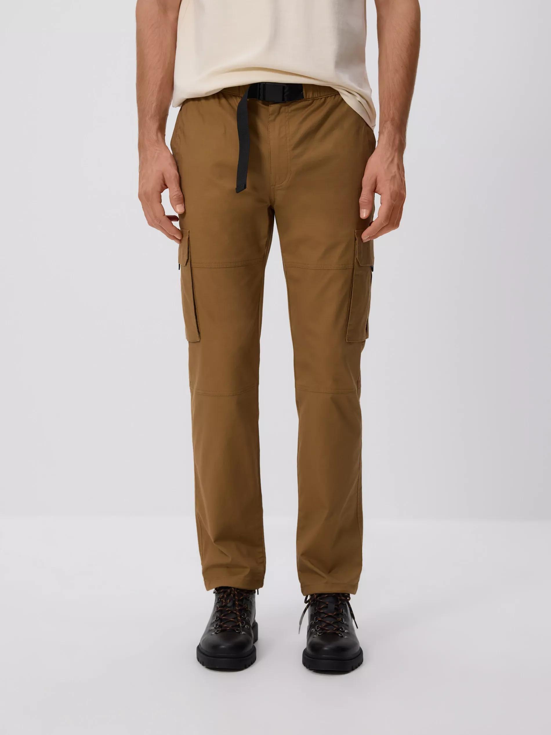 Brown Cargo Trousers With Belt, Brown, large image number 0