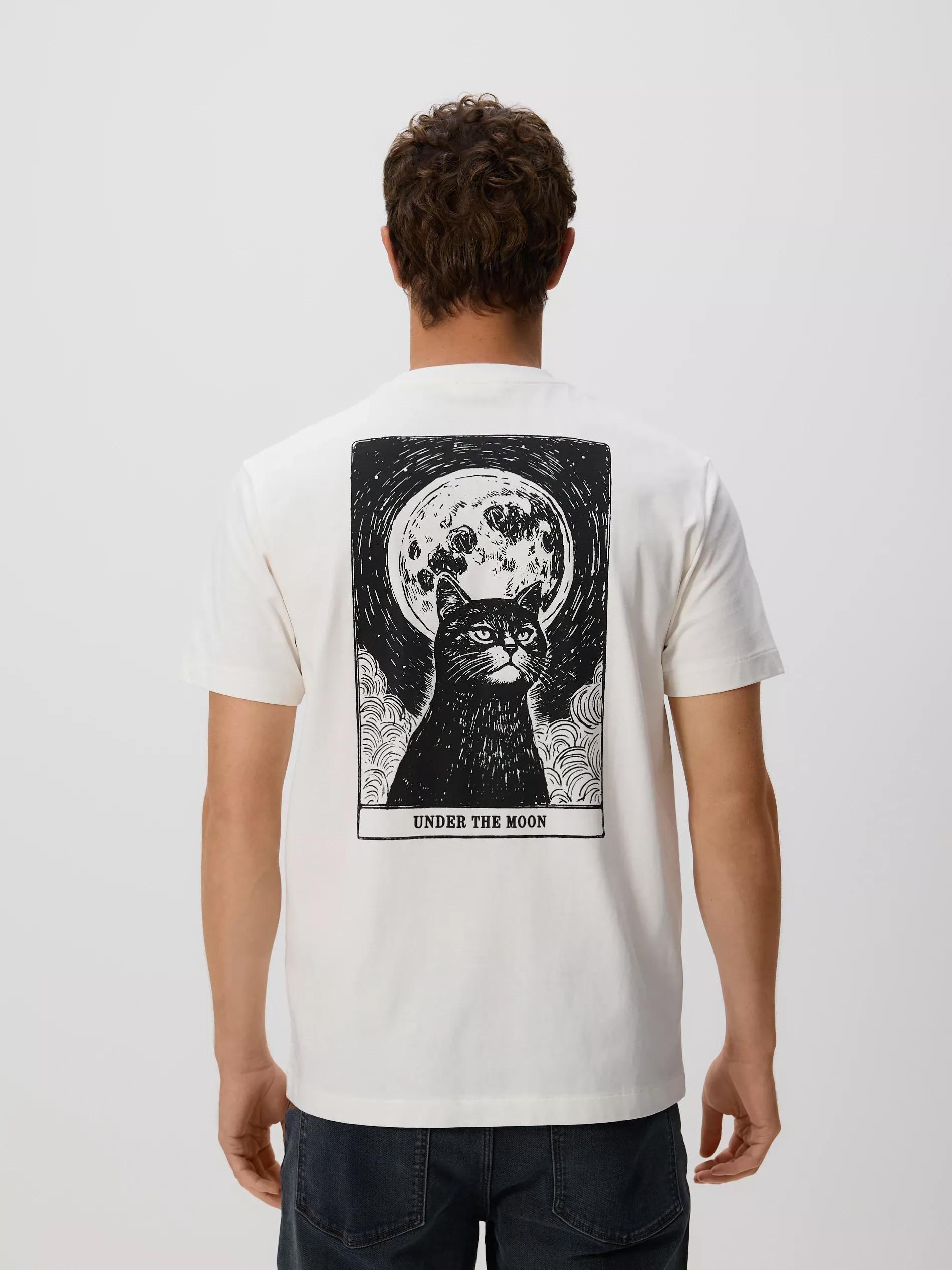 Cream Regular Fit T-Shirt With Back Print, Ivory, large image number 0