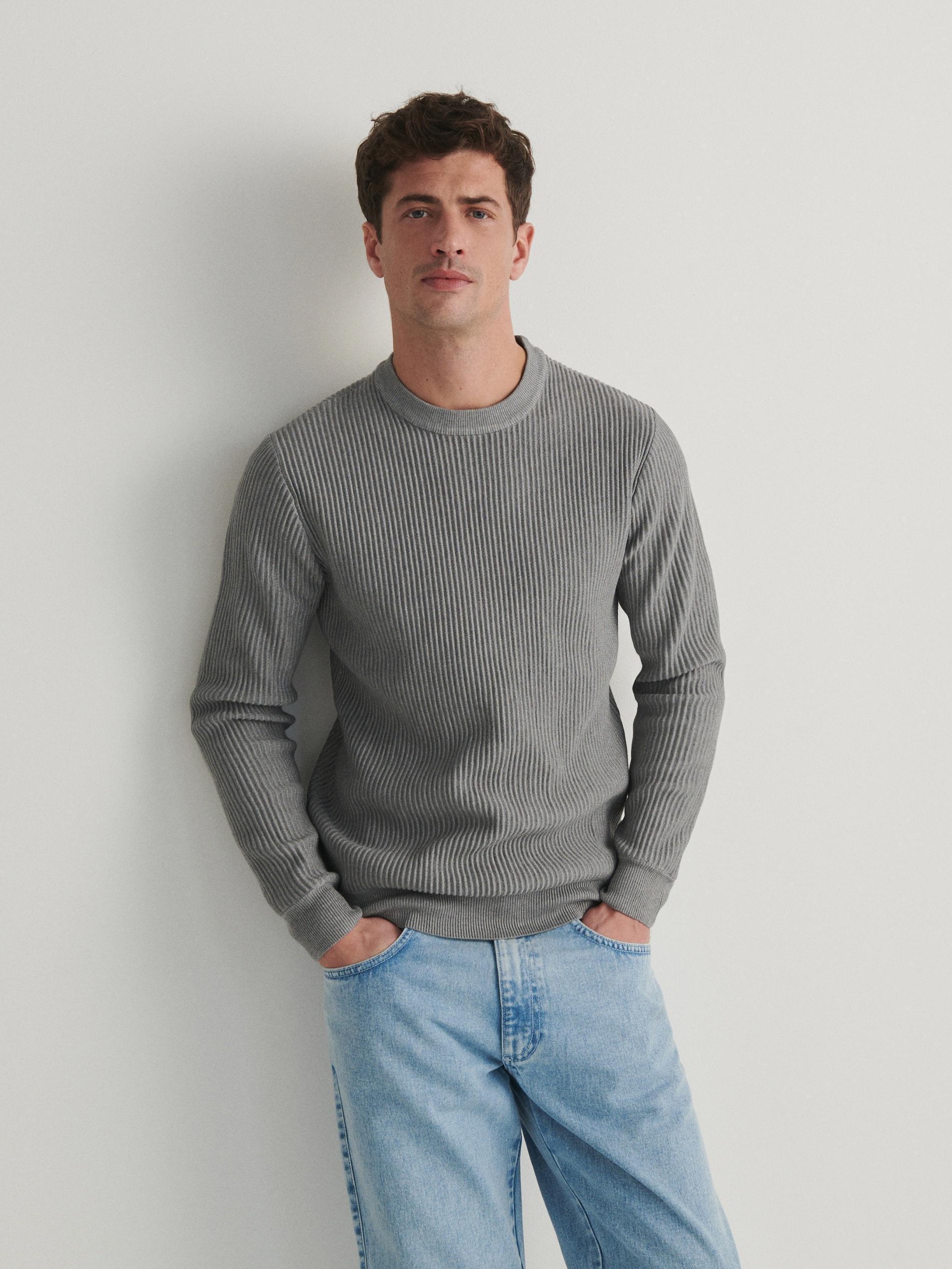 Grey Rib Knit Jumper, , large image number 1