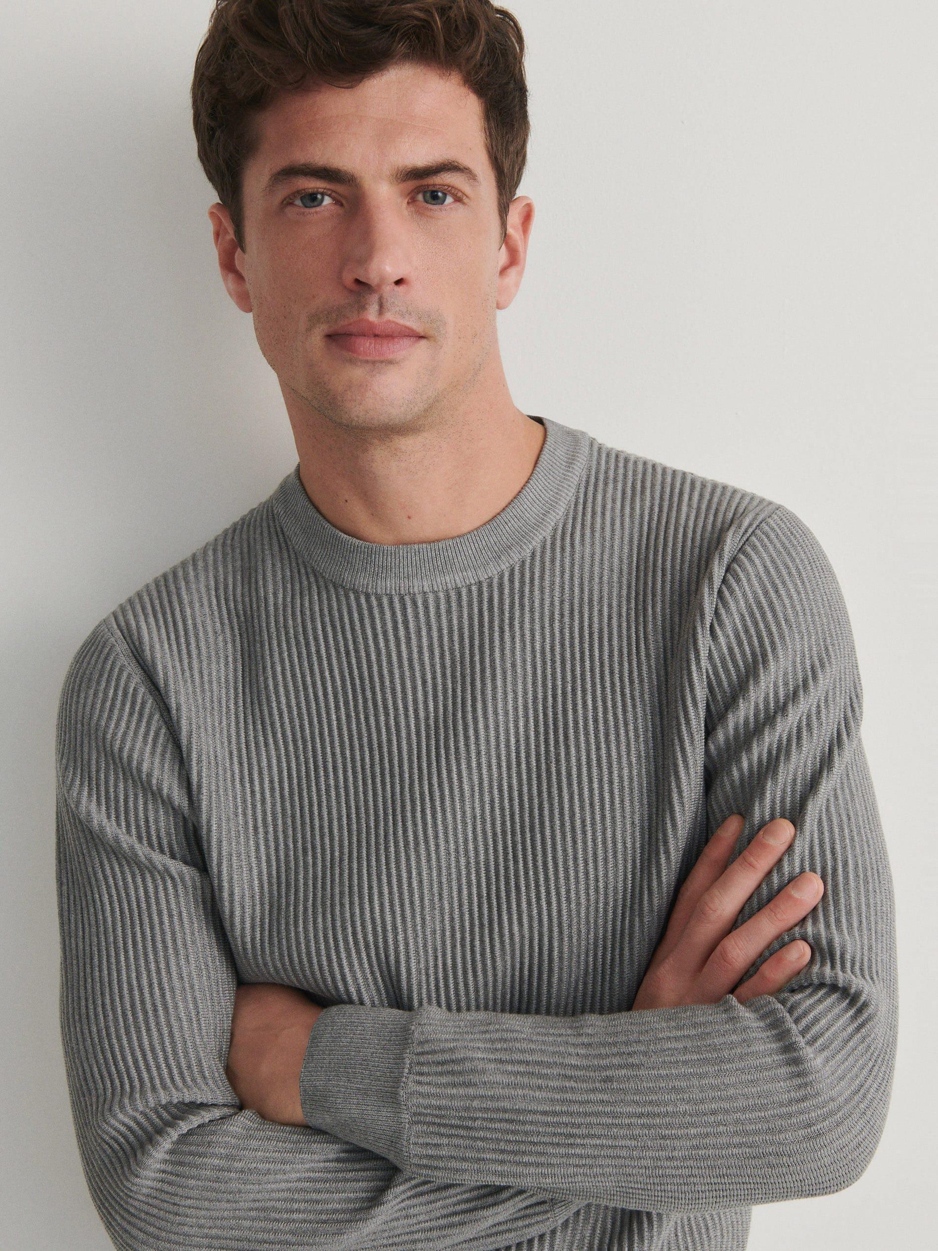 Grey Rib Knit Jumper, , large image number 3