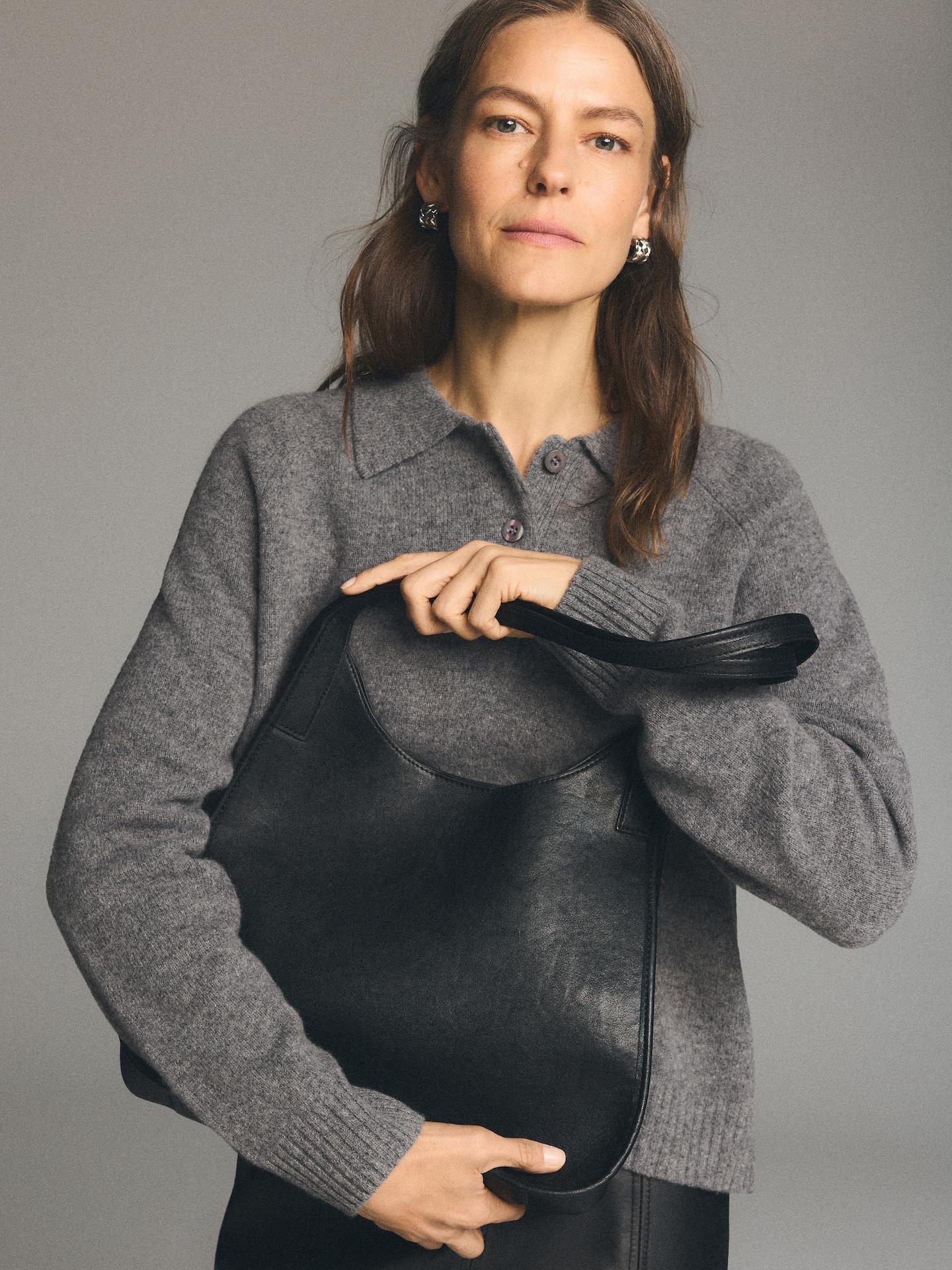 Black Shopper Bag, Black, medium