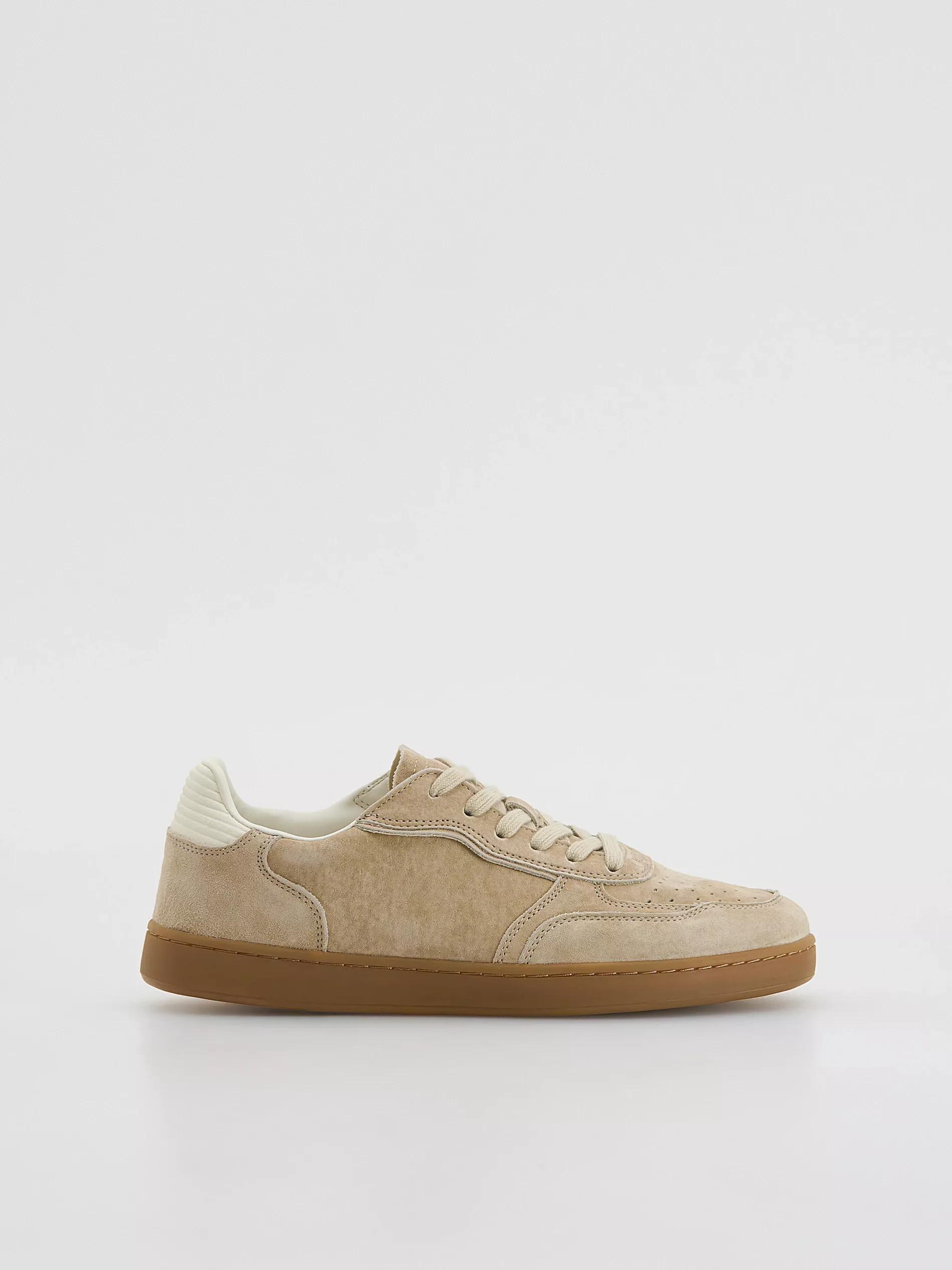 Beige Leather Rich Sneakers, , medium