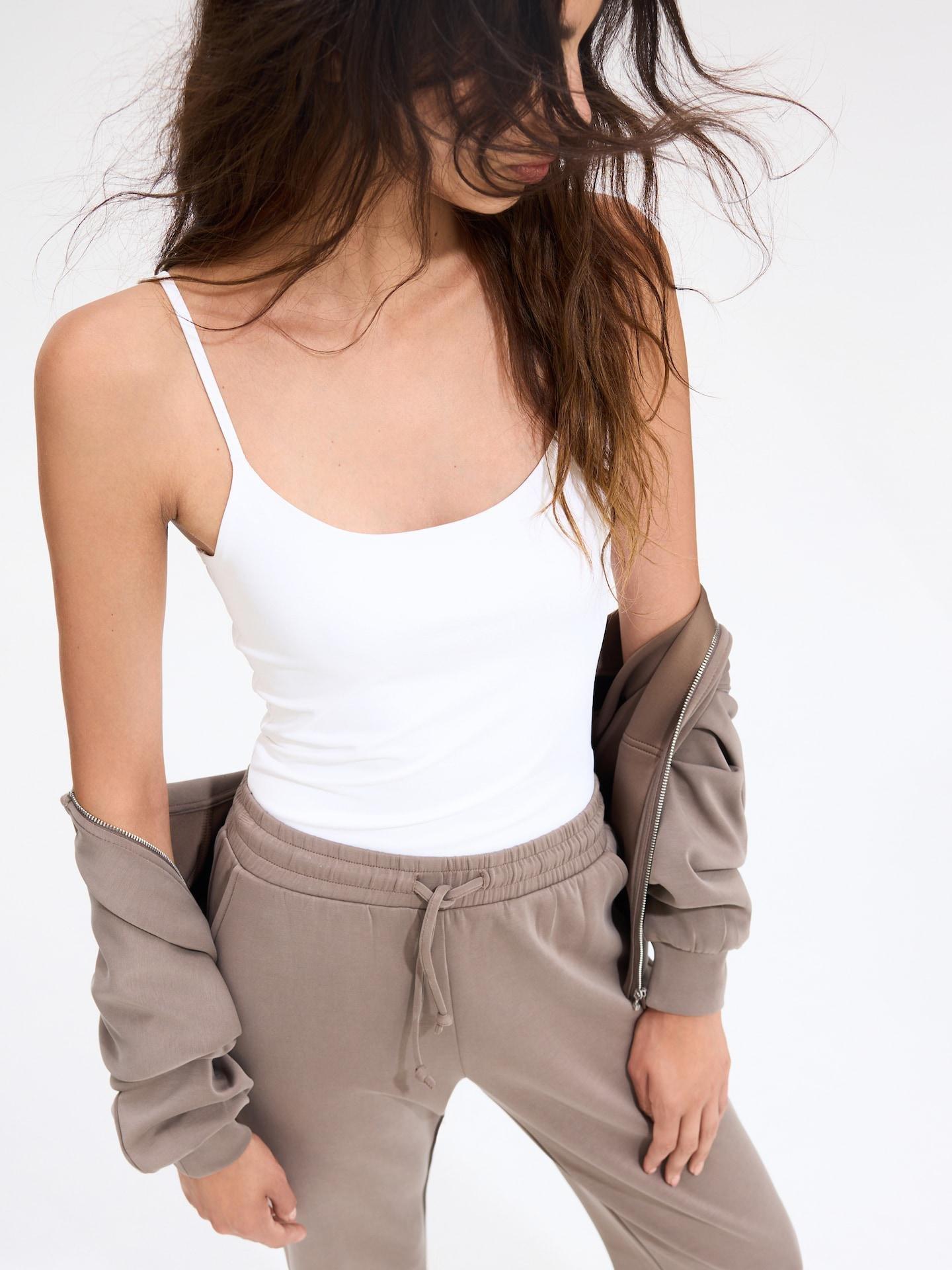 White Plain Spaghetti Strap Top, White, large image number 0