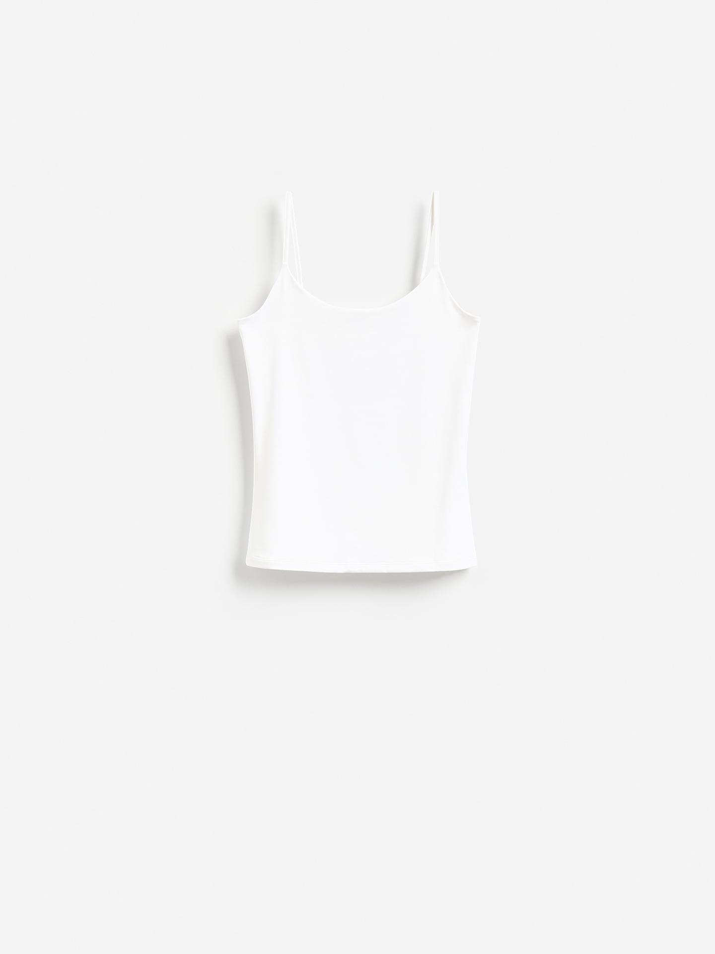 White Plain Spaghetti Strap Top, White, large image number 4