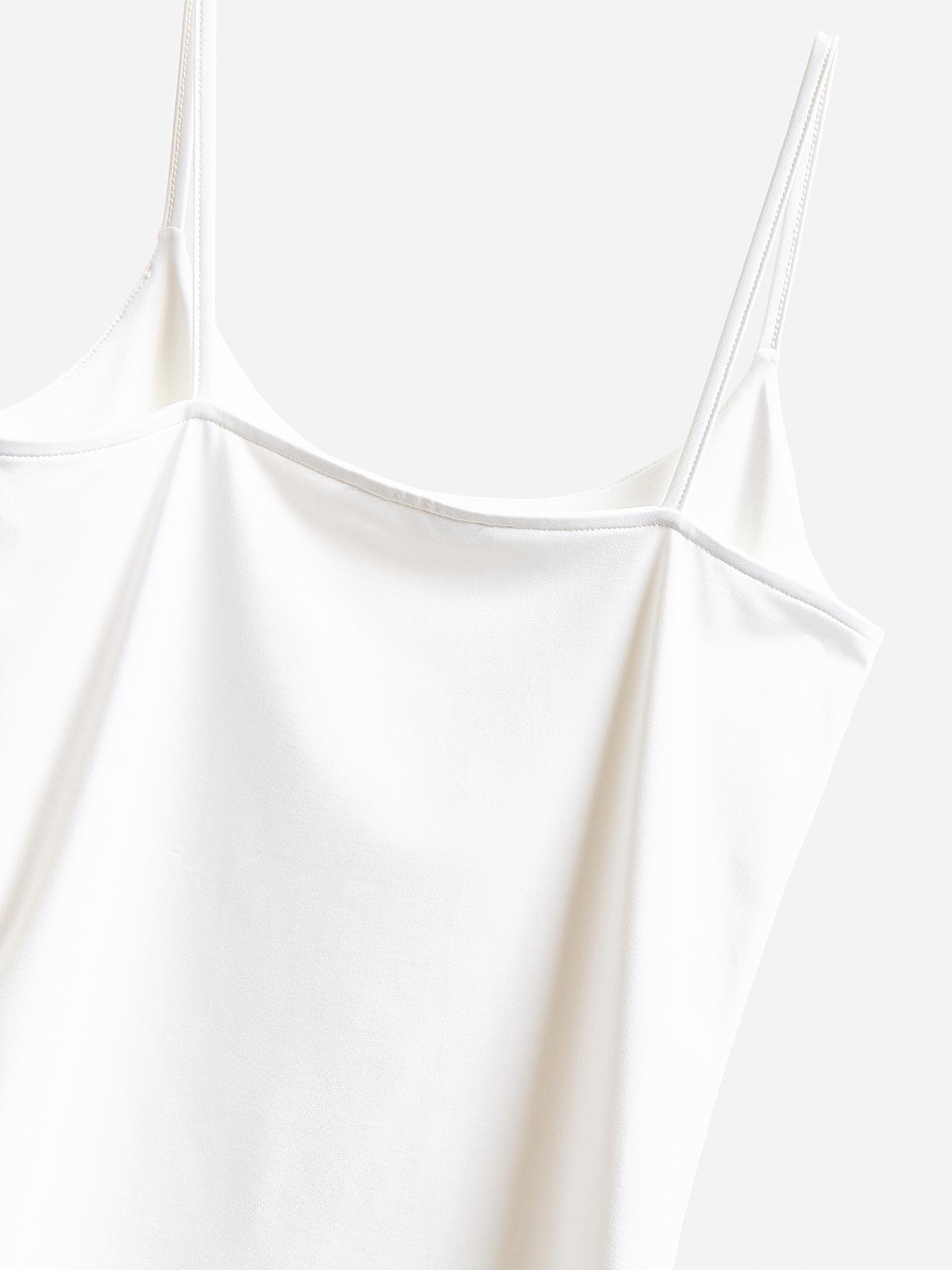 White Plain Spaghetti Strap Top, White, large image number 5