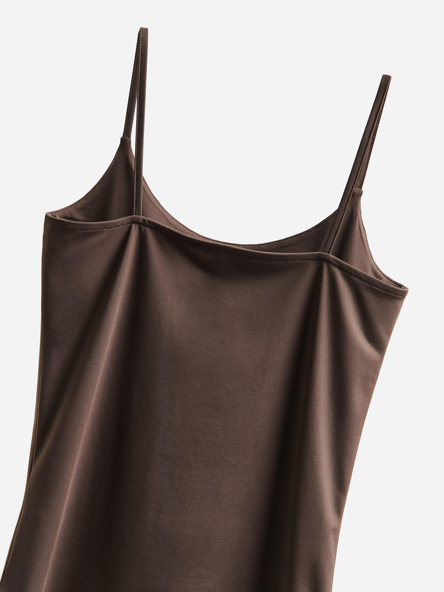 Brown Plain Spaghetti Strap Top, Brown, large image number 5