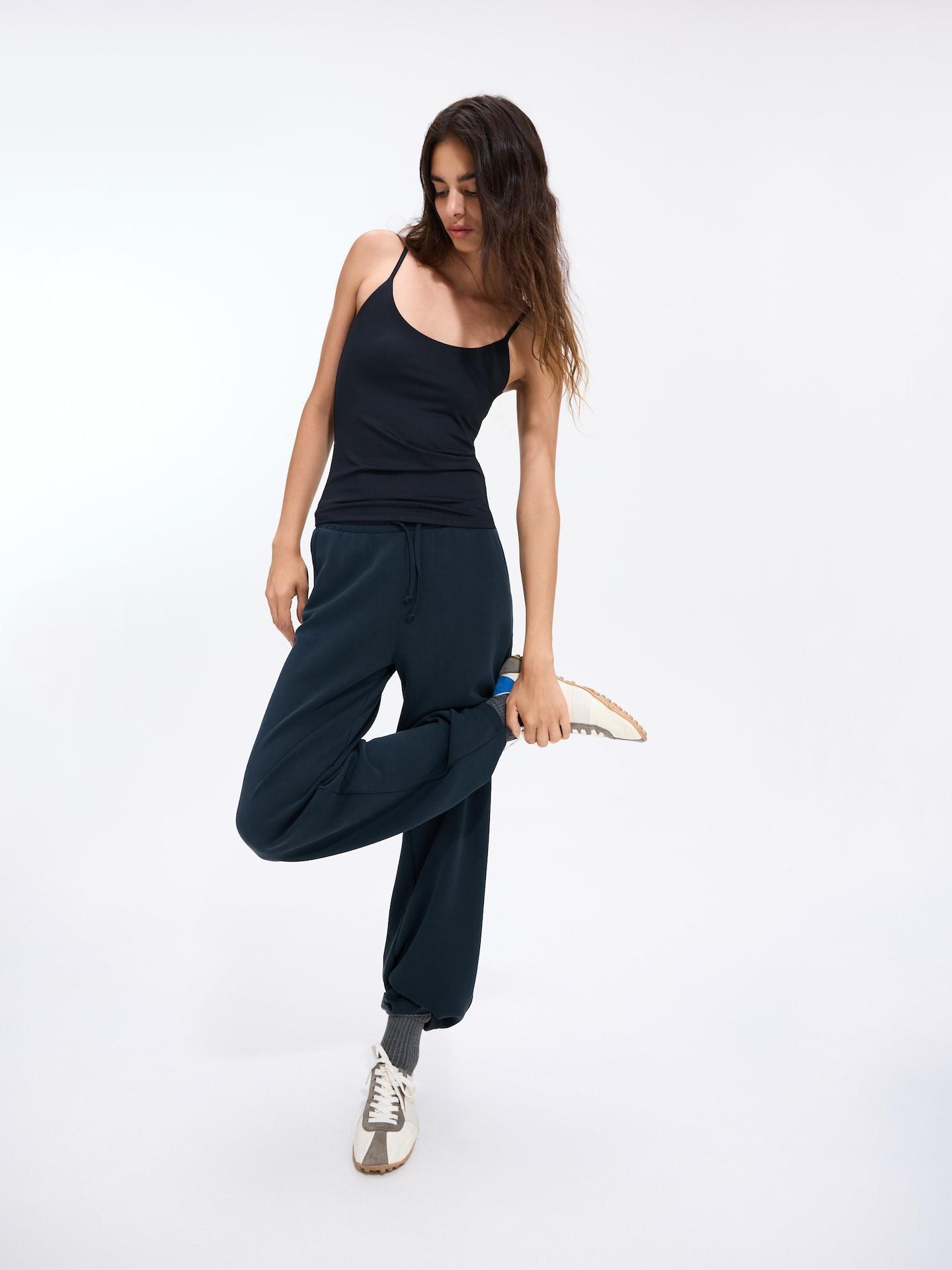 Black Plain Spaghetti Strap Top, Black, large image number 0