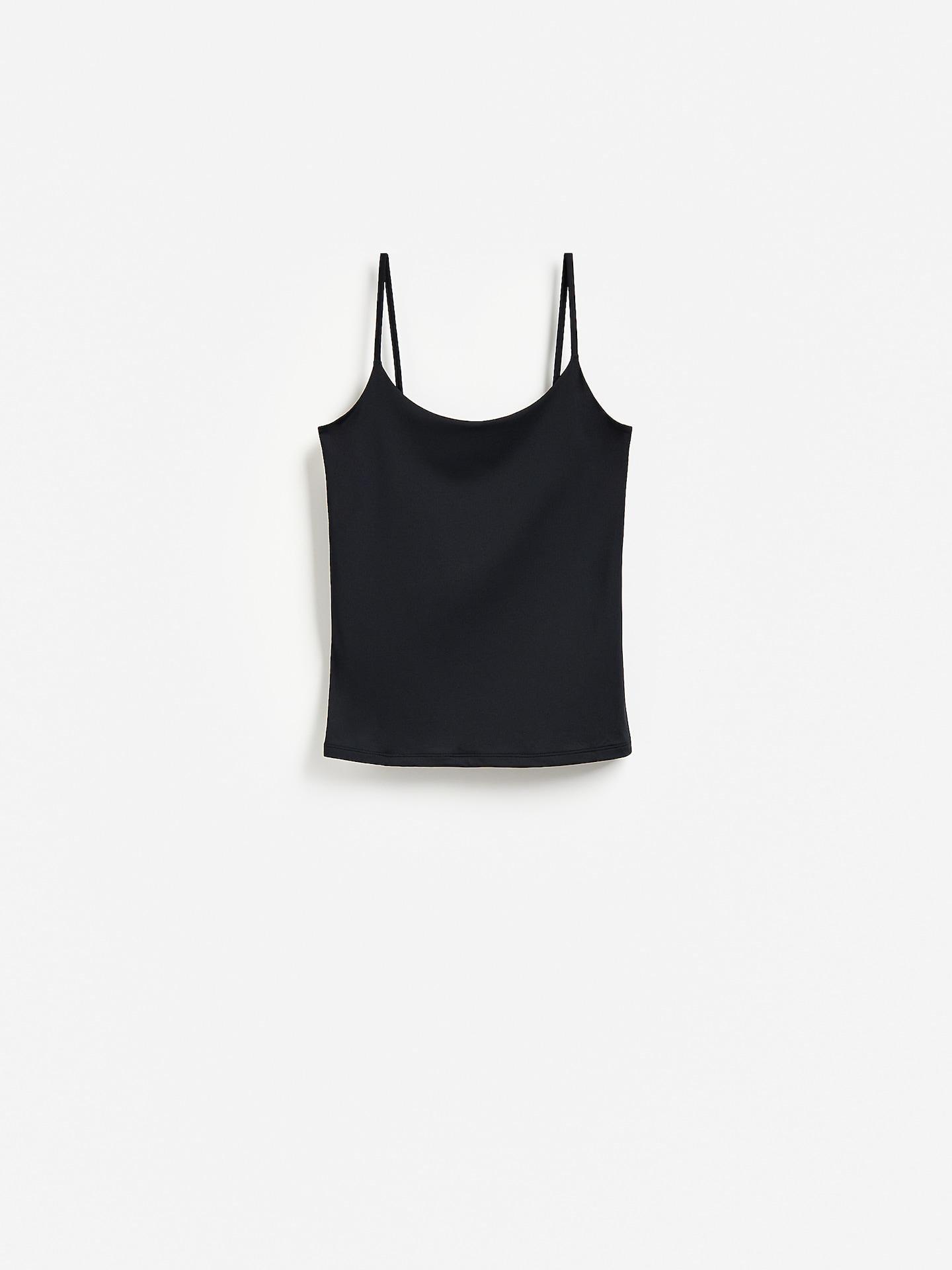 Black Plain Spaghetti Strap Top, Black, large image number 4
