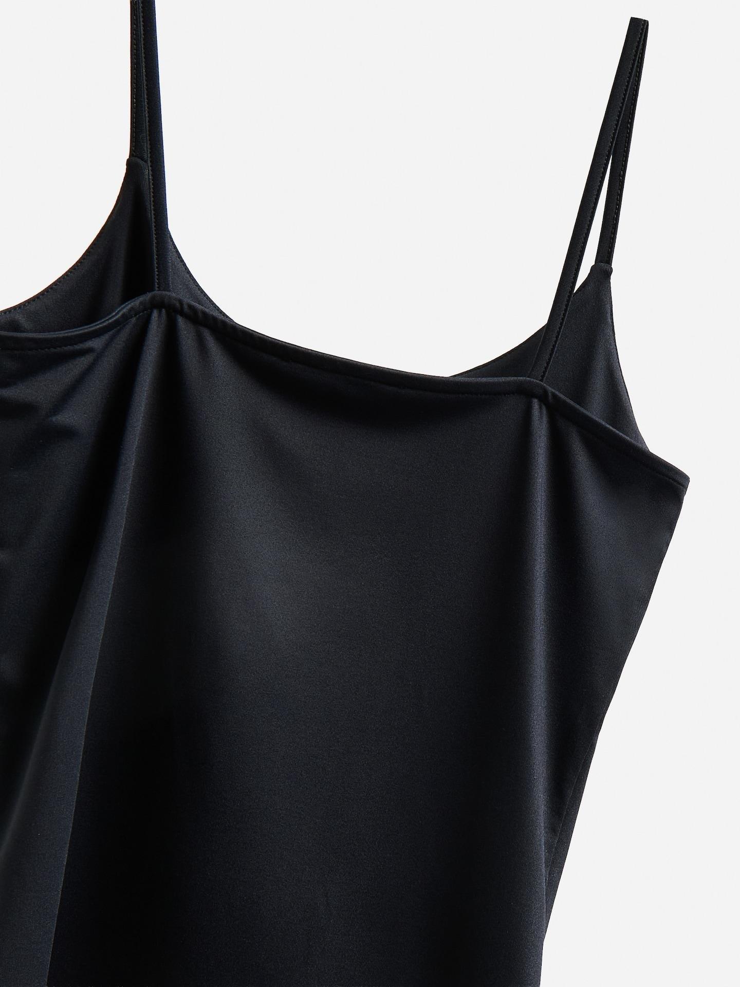 Black Plain Spaghetti Strap Top, Black, large image number 5