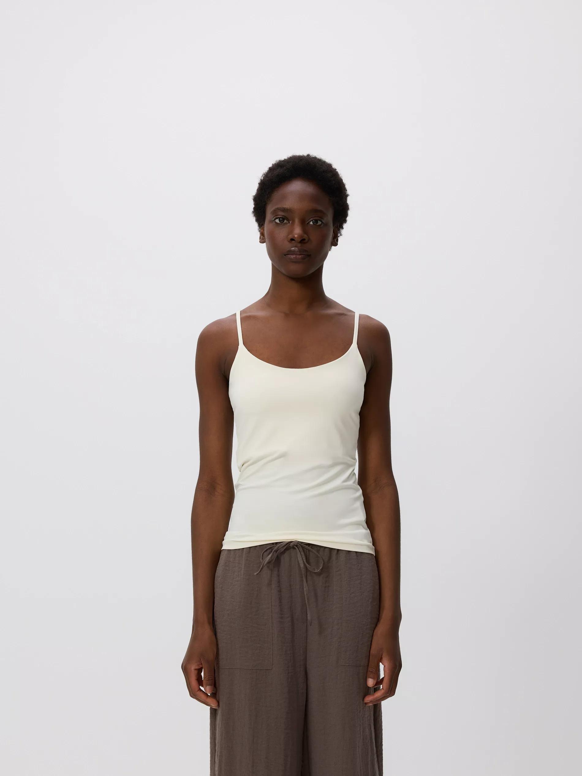 CREAM Plain spaghetti strap top, Ivory, large image number 0