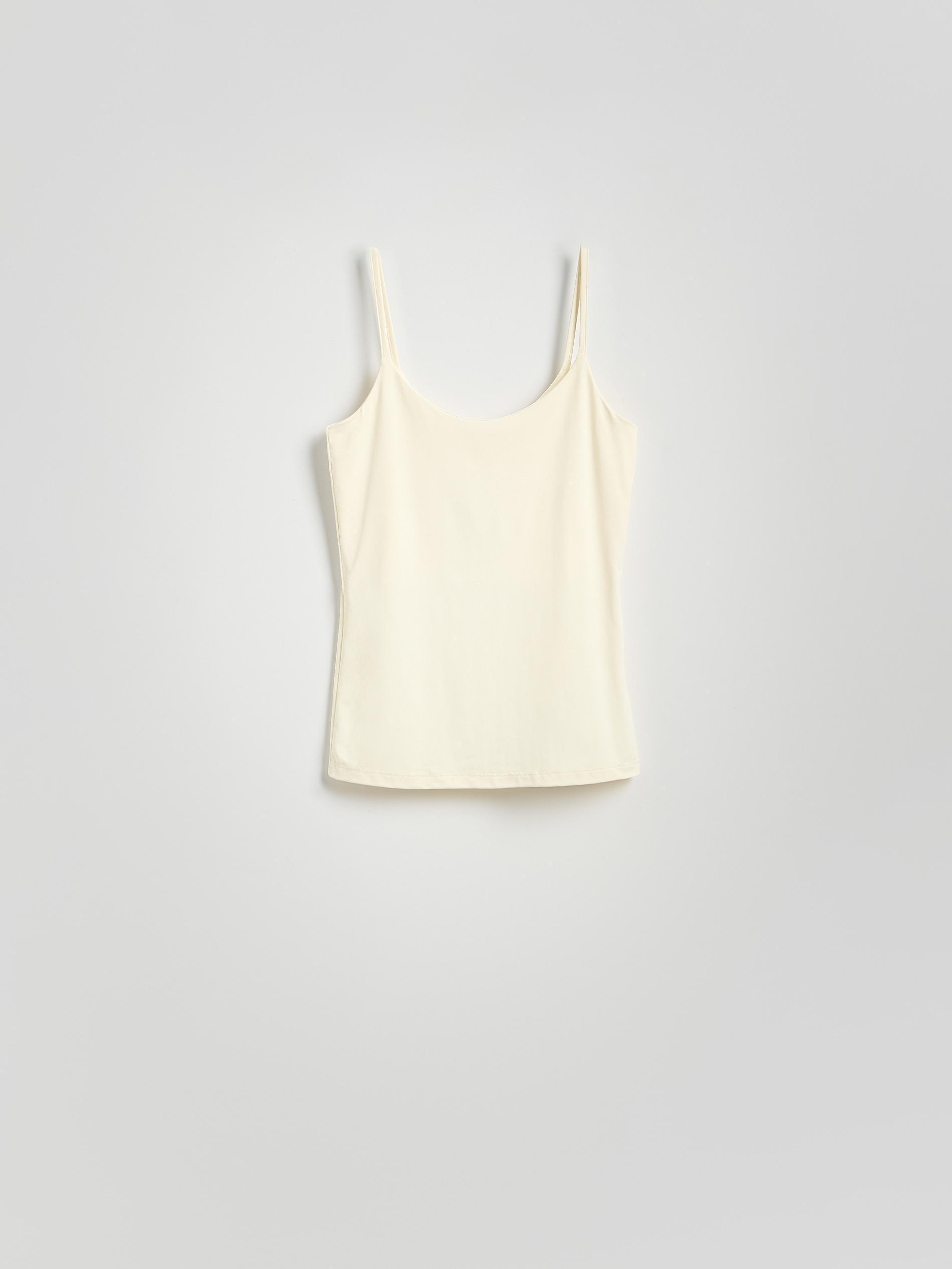 CREAM Plain spaghetti strap top, Ivory, large image number 4