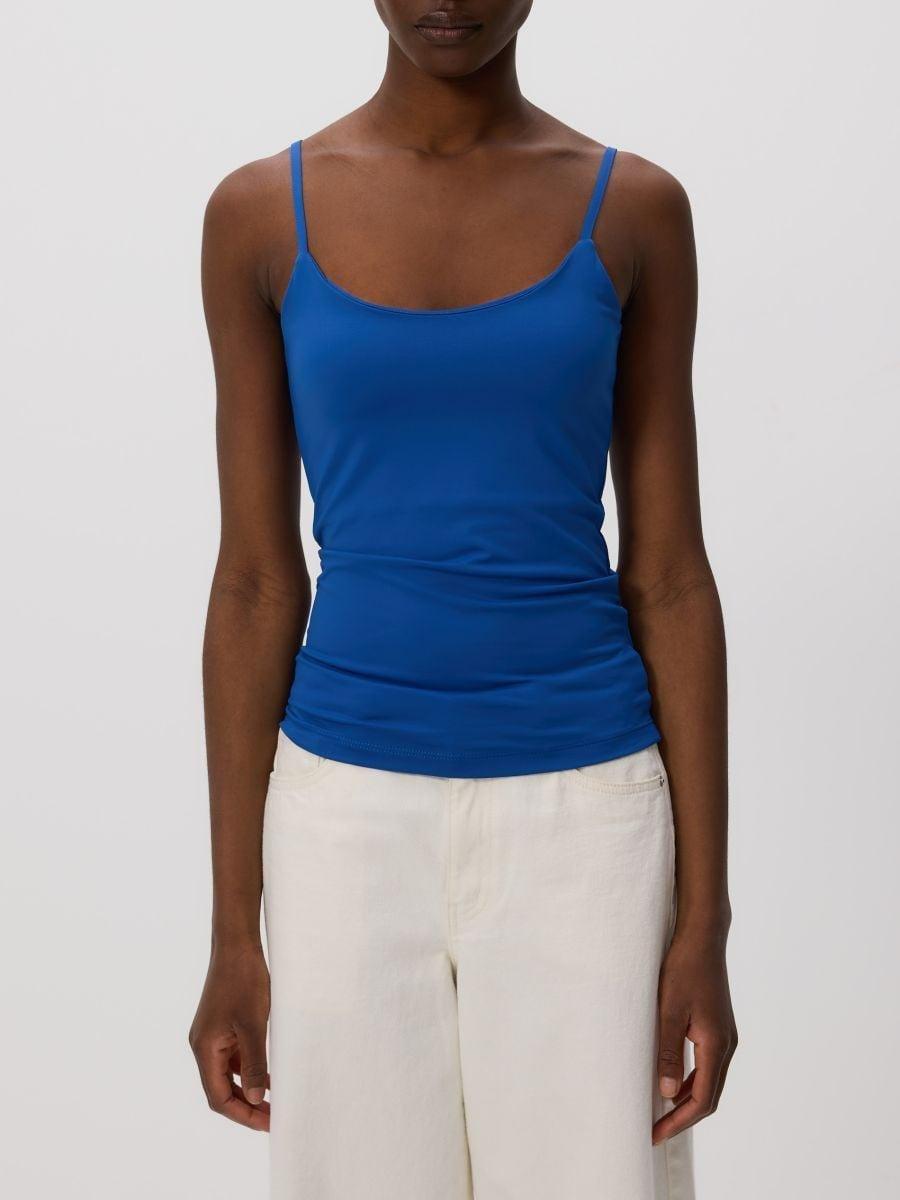 Blue Plain Spaghetti Strap Top, , large image number 0