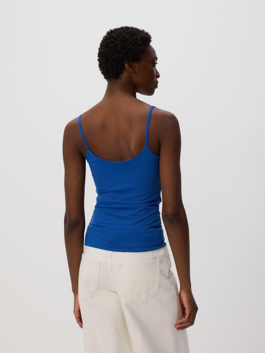Blue Plain Spaghetti Strap Top, , large image number 1