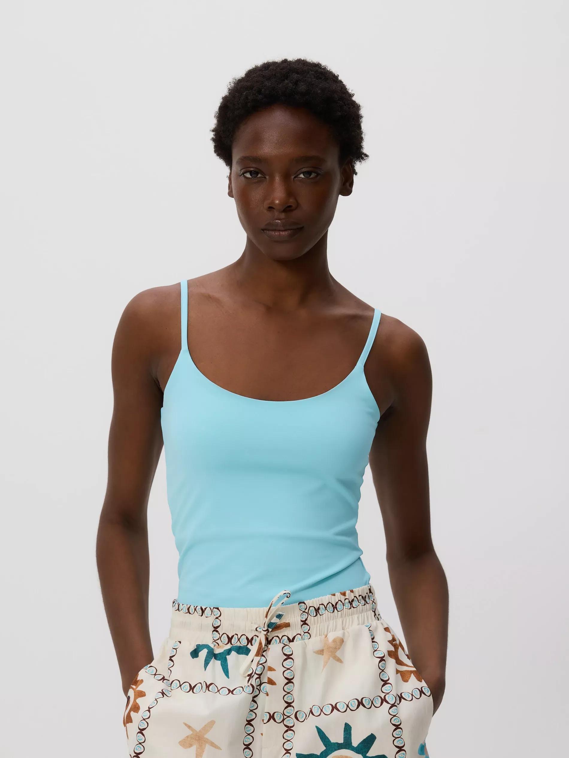 Turquoise Plain Spaghetti Strap Top, , large image number 0