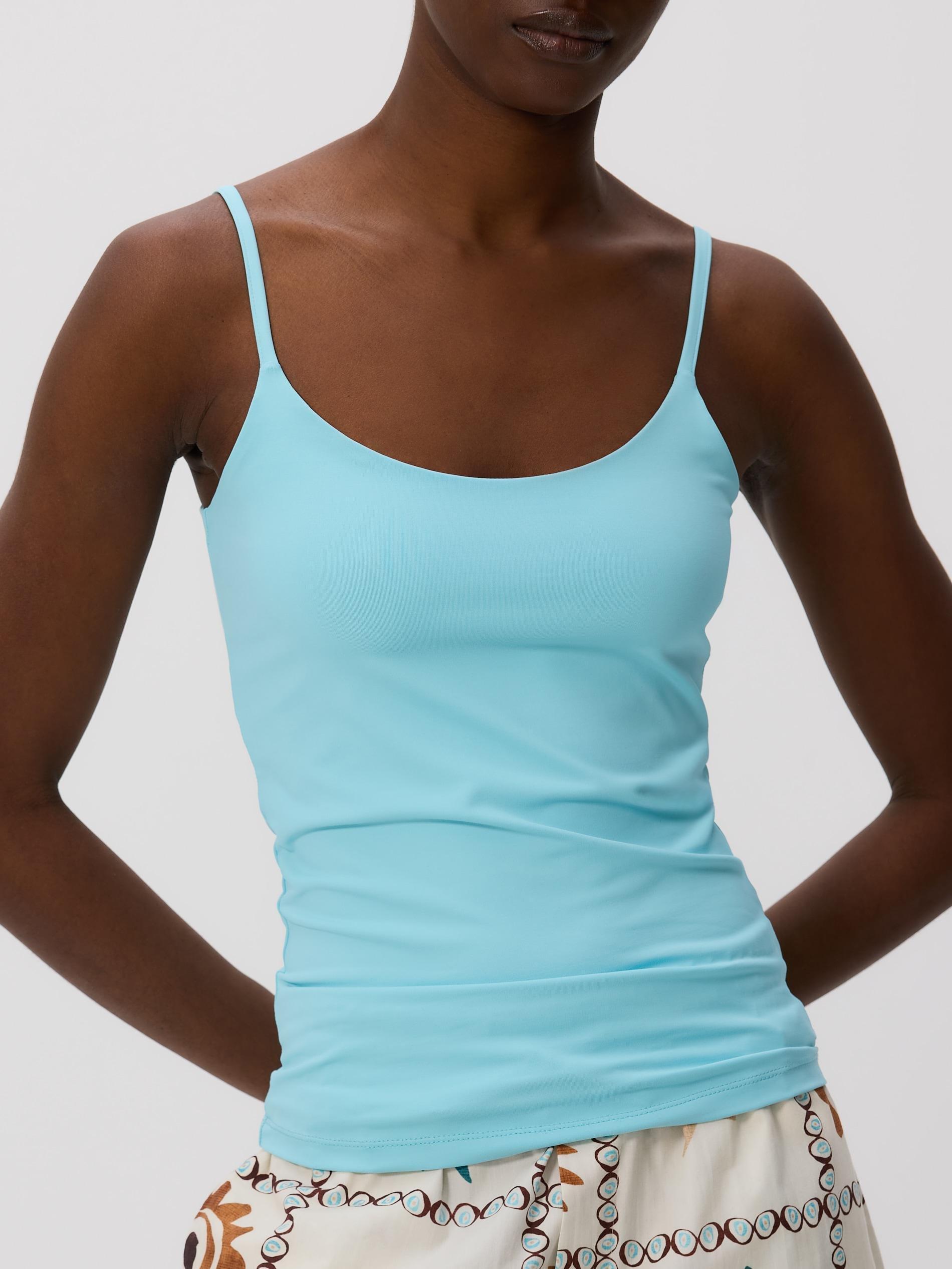 Turquoise Plain Spaghetti Strap Top, , large image number 1