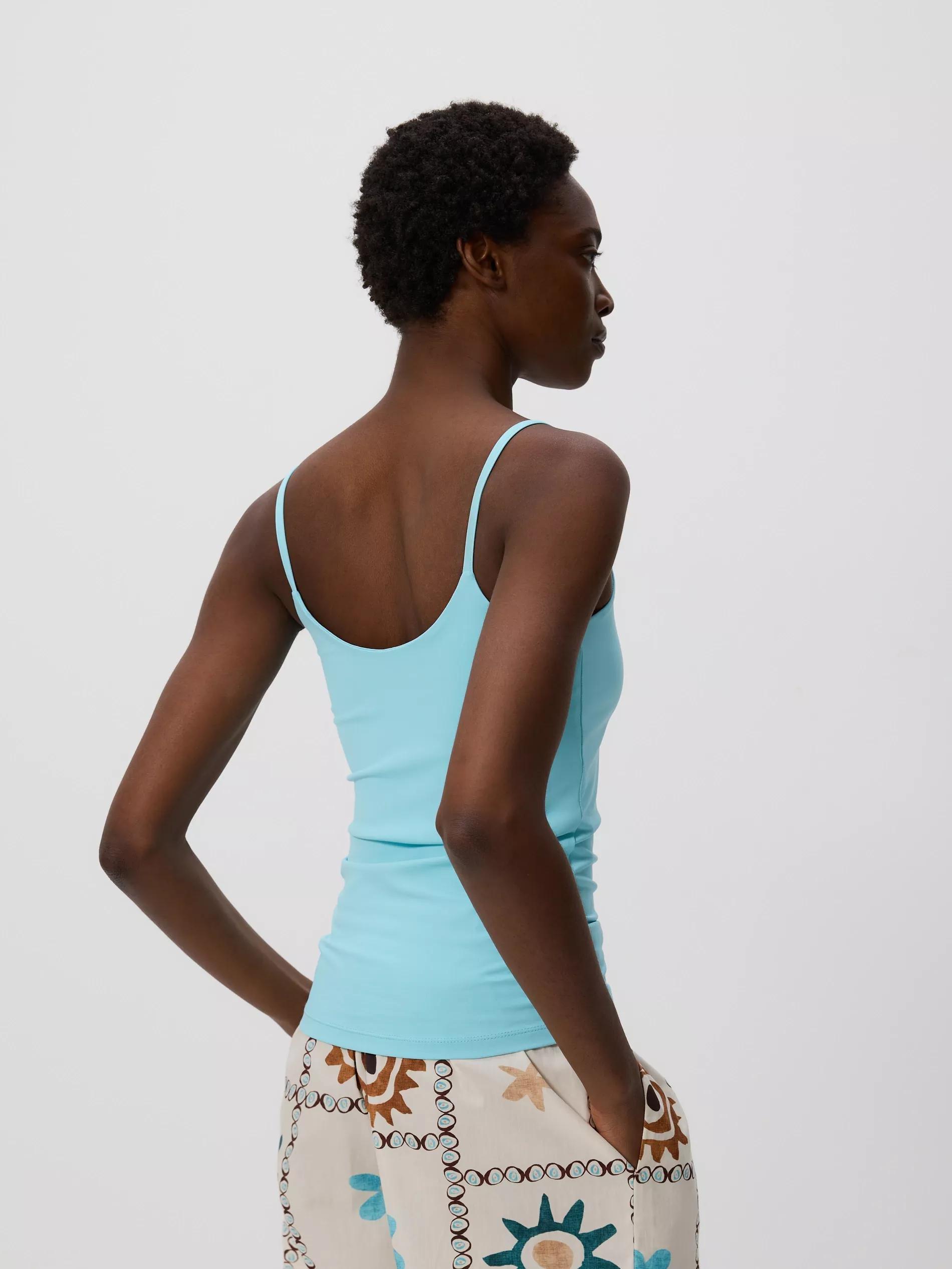 Turquoise Plain Spaghetti Strap Top, , large image number 4