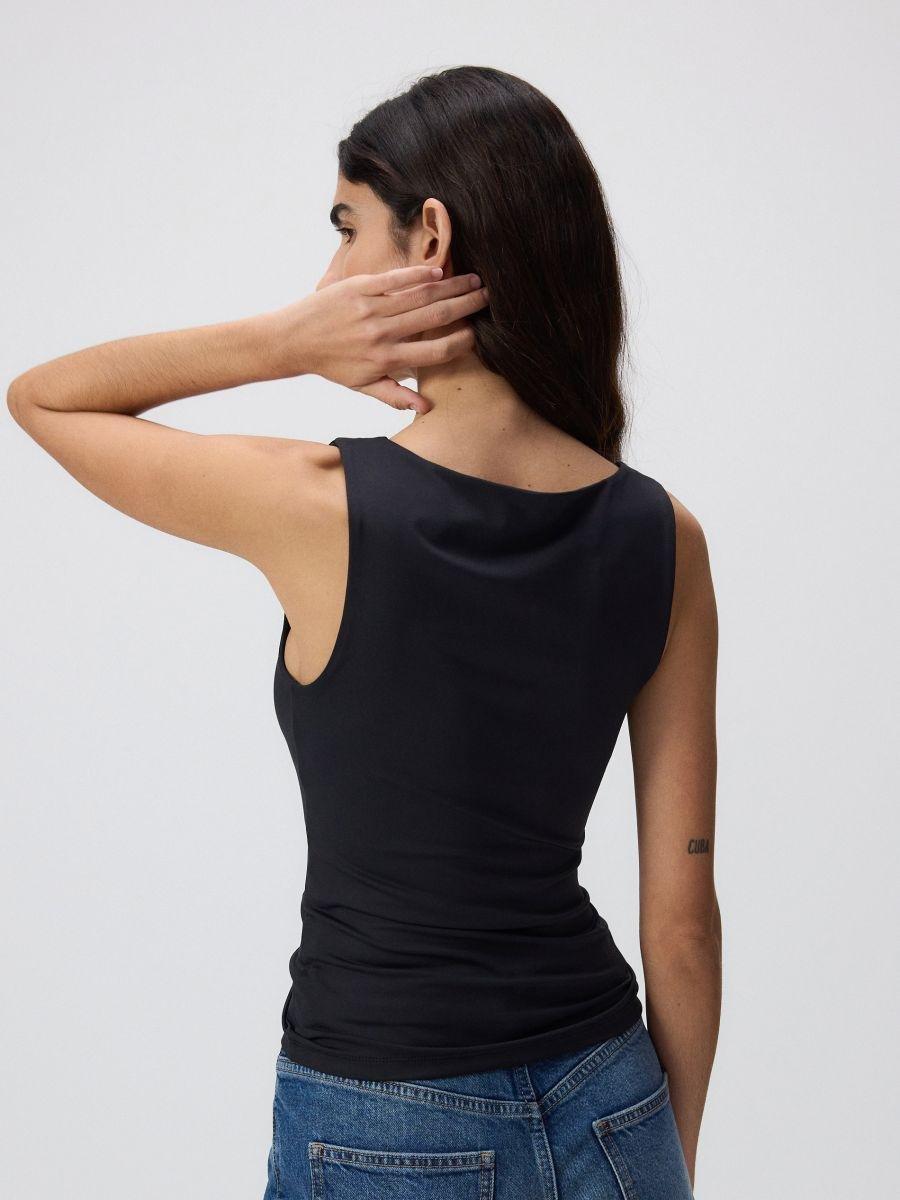 Black Plain Top, Black, medium