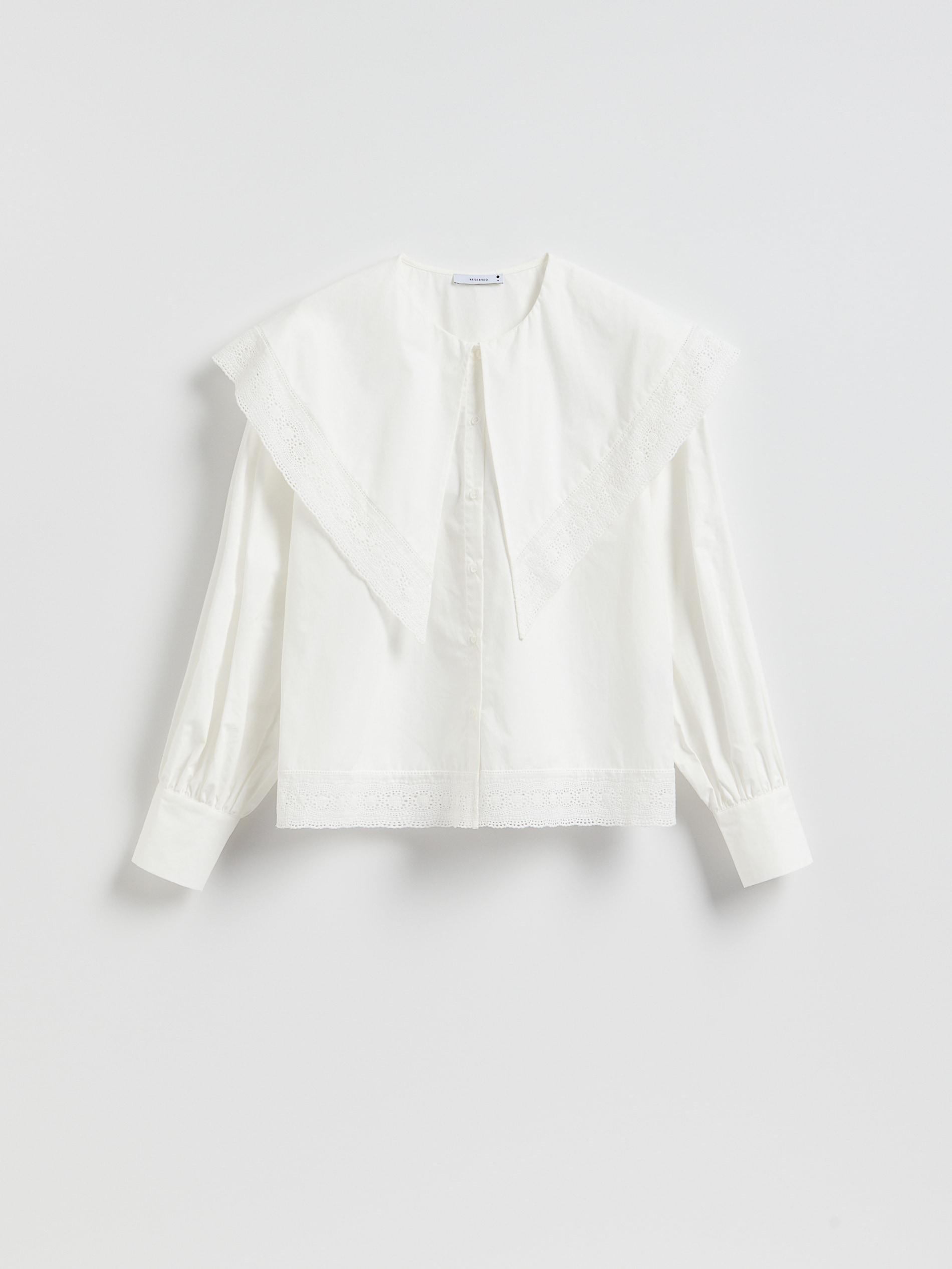 White Shirt With Decorative Collar, White, large image number 3