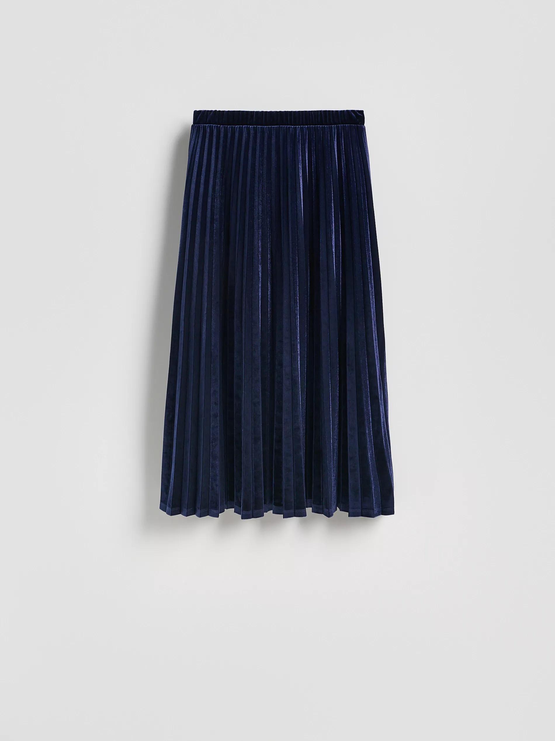 Navy Pleated Midi Skirt, Navy, large image number 4