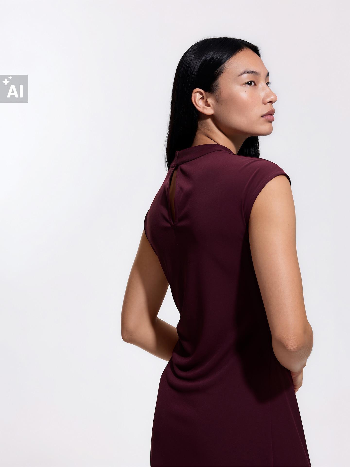 Red Dress With Decorative Tie Detail, Burgundy, large image number 5