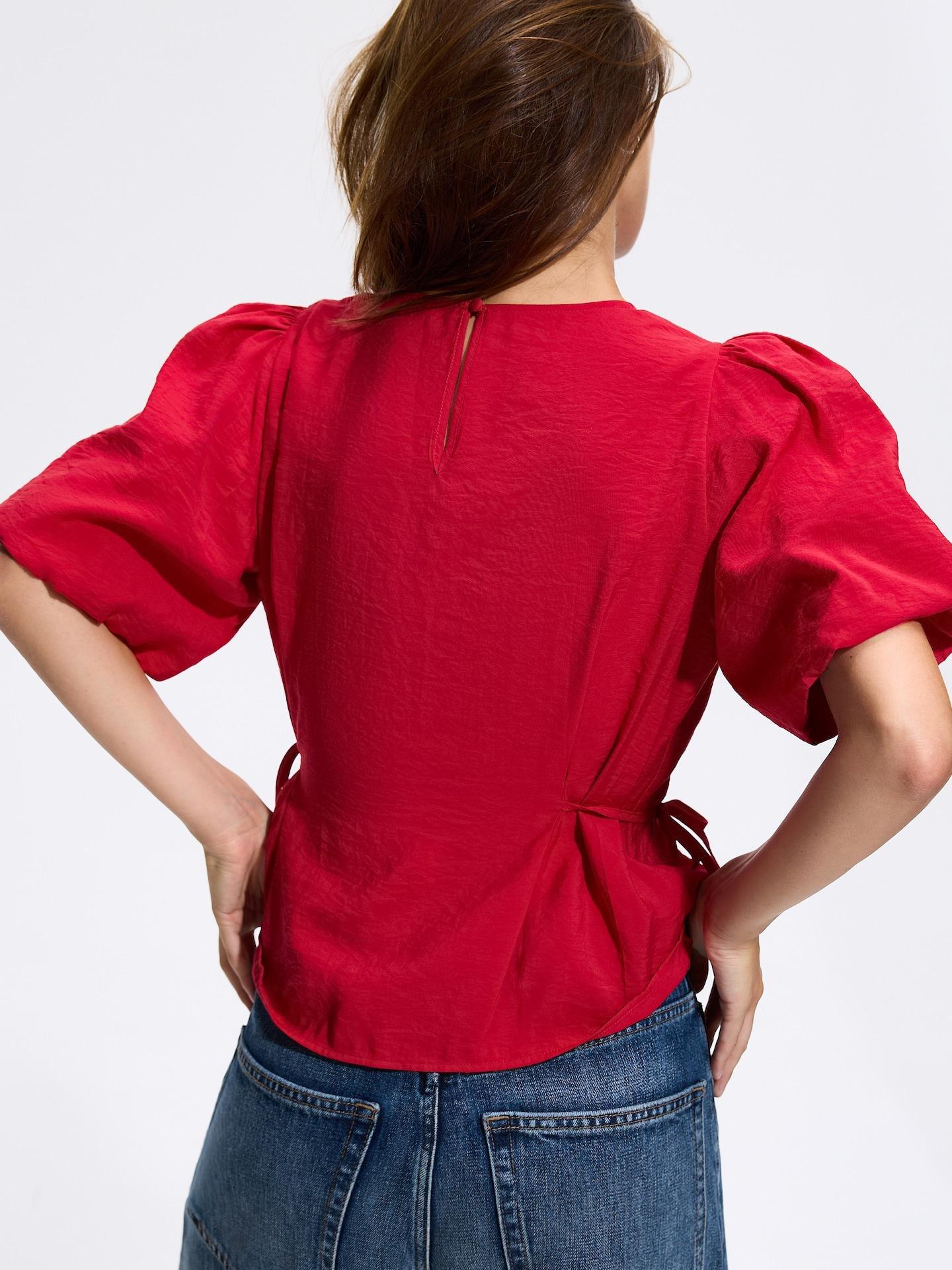 Red Puff Sleeve Top, Red, large image number 3