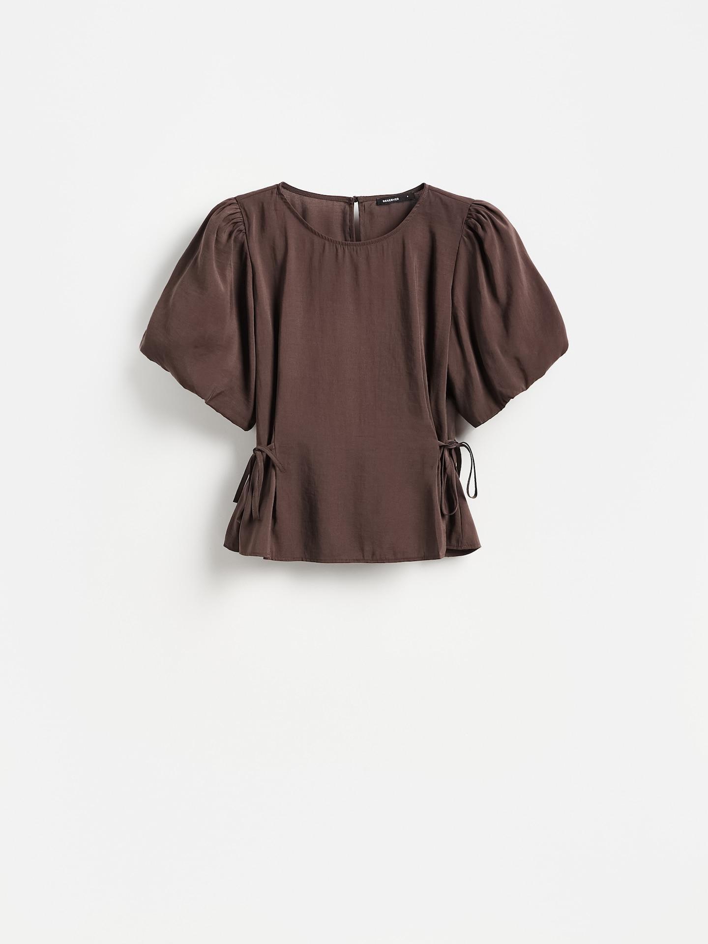 Brown Puff Sleeve Top, Brown, large image number 3