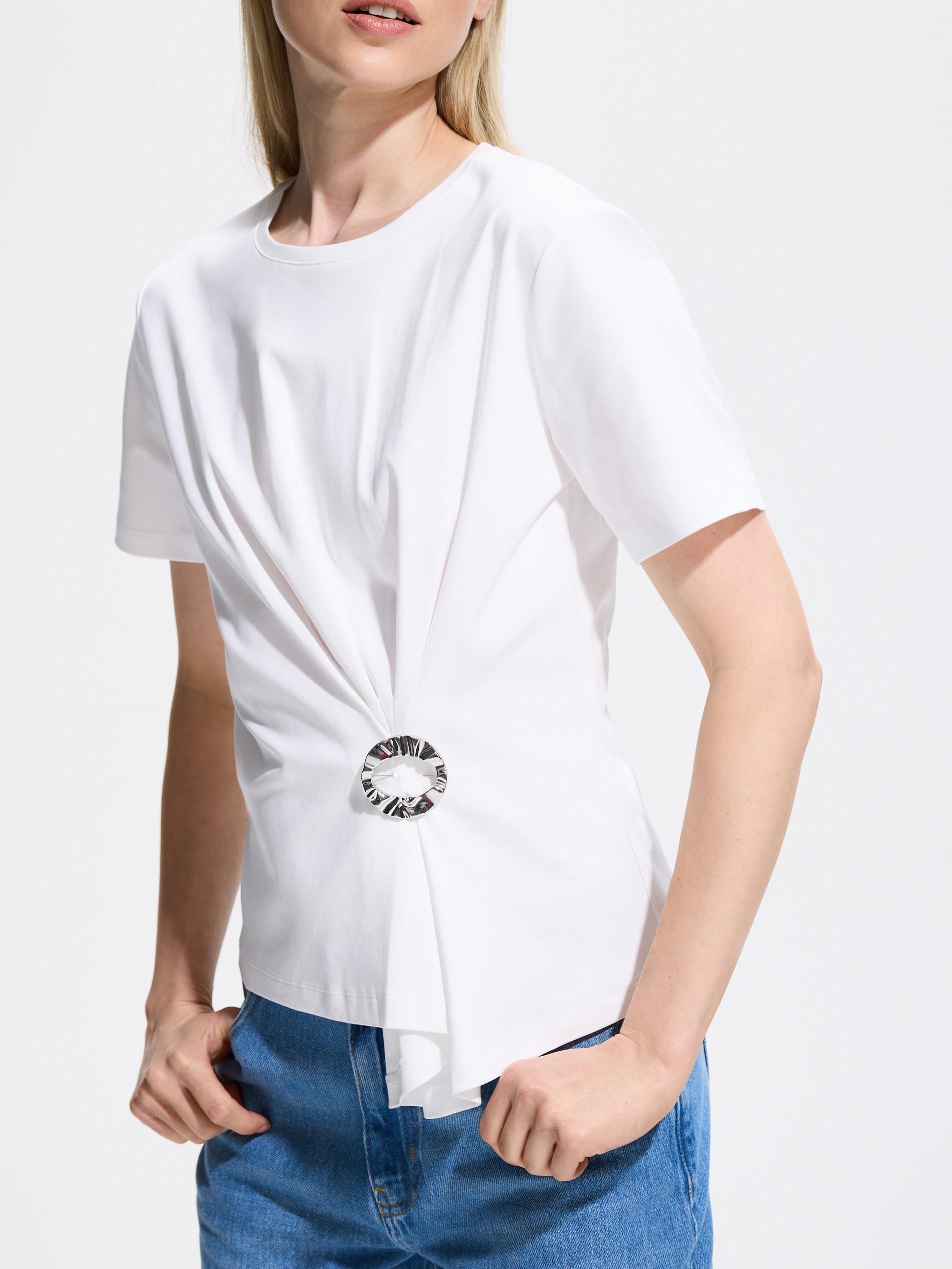 Cream Decorative Detail T-Shirt, Ivory, medium