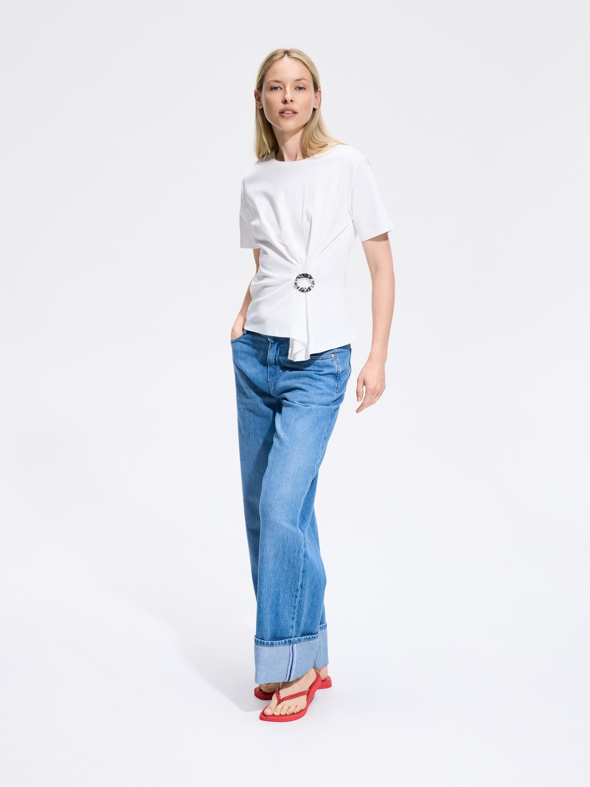Cream Decorative Detail T-Shirt, Ivory, medium